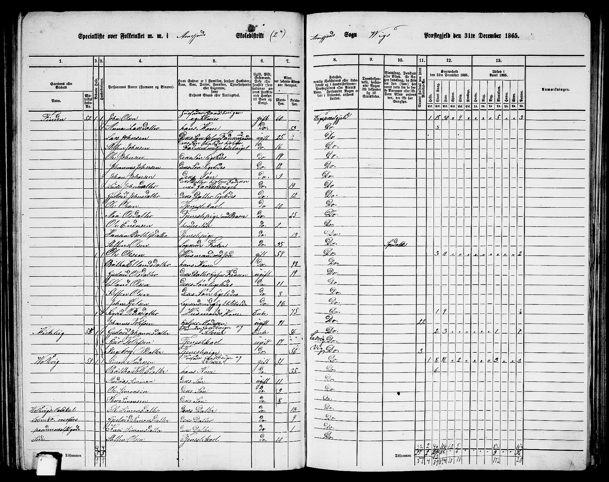 RA, 1865 census for Vik, 1865, p. 97