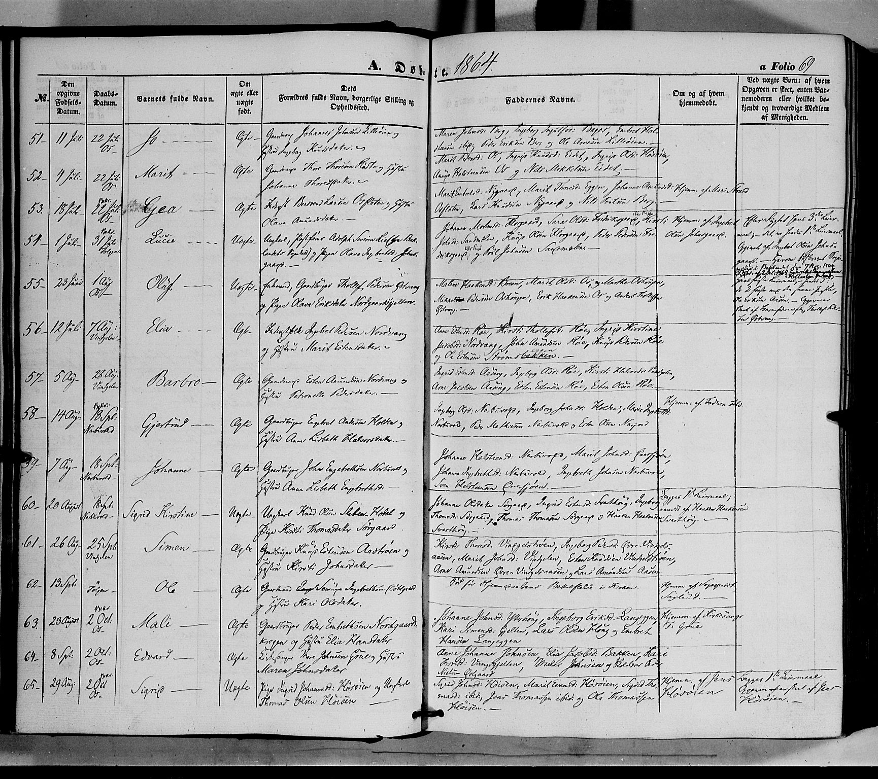 Tolga prestekontor, AV/SAH-PREST-062/K/L0006: Parish register (official) no. 6, 1852-1876, p. 69