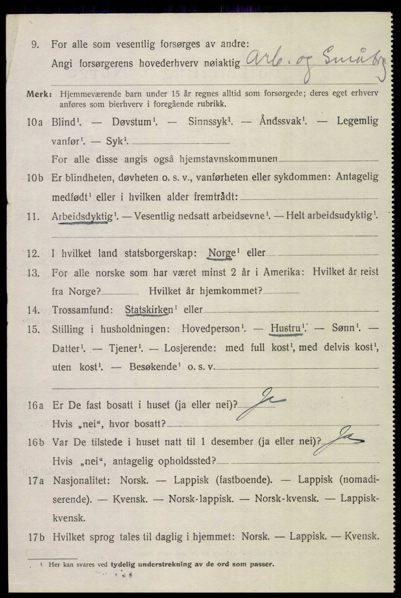 SAT, 1920 census for Saltdal, 1920, p. 3150