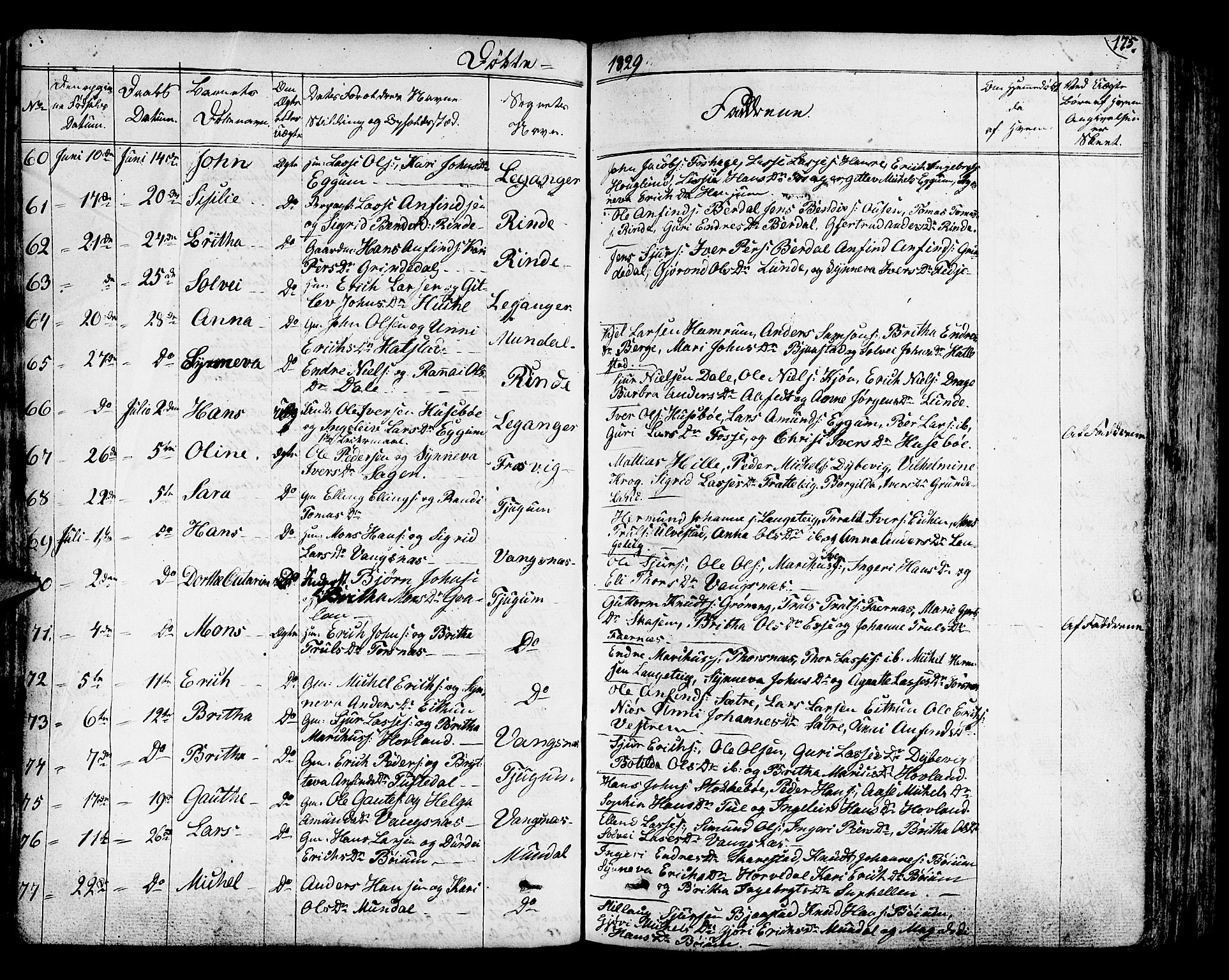 Leikanger sokneprestembete, AV/SAB-A-81001/H/Haa/Haaa/L0006: Parish register (official) no. A 6, 1810-1838, p. 175