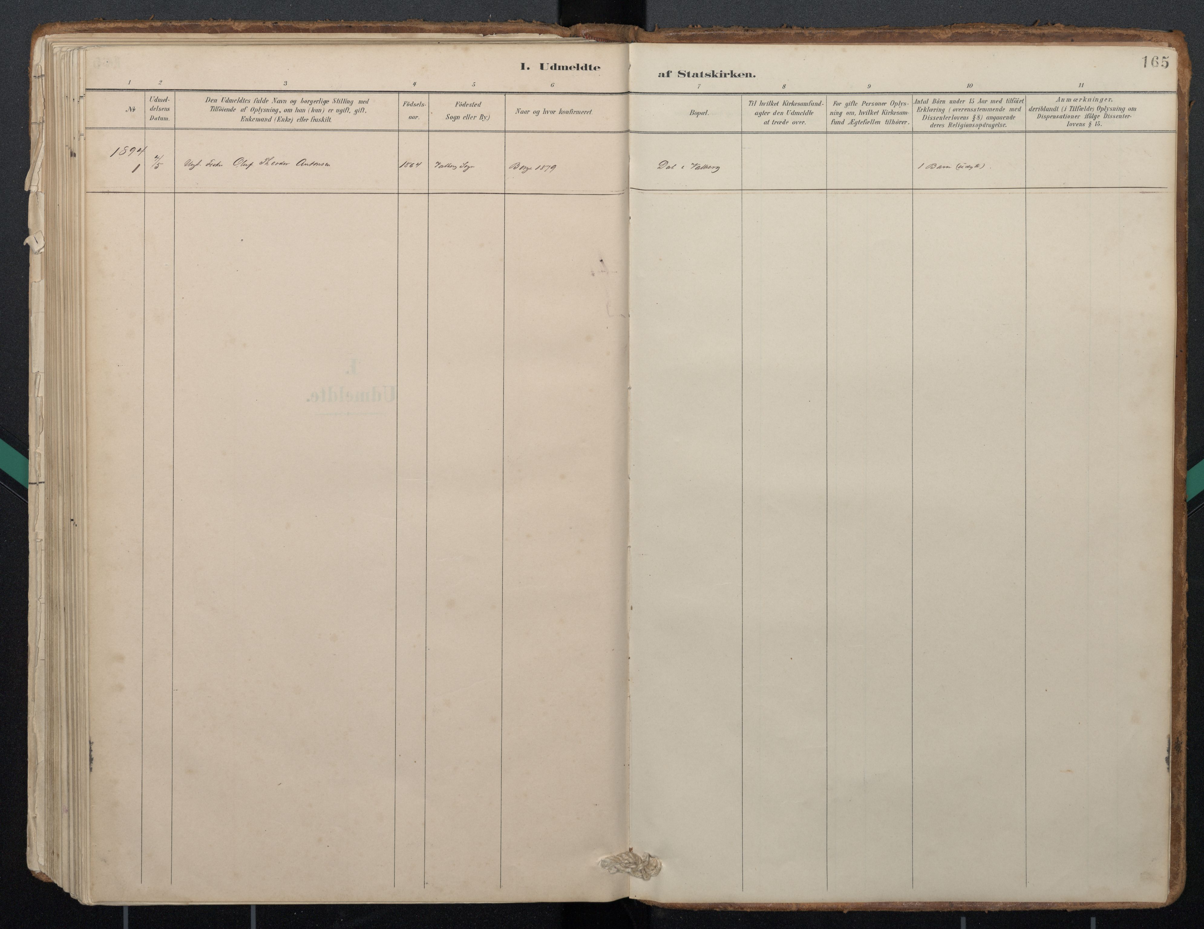 Ministerialprotokoller, klokkerbøker og fødselsregistre - Nordland, AV/SAT-A-1459/884/L1193: Parish register (official) no. 884A01, 1888-1905, p. 165