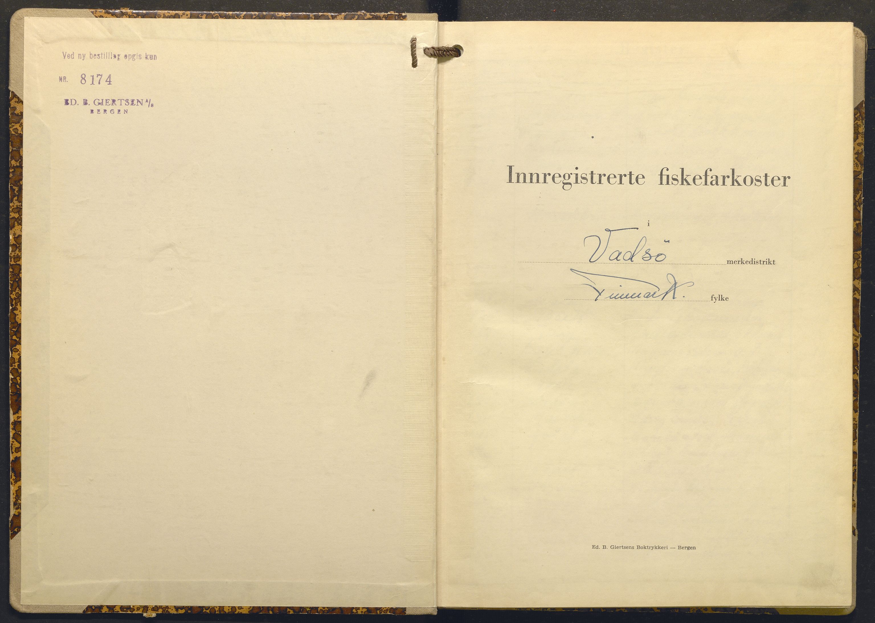 Fiskeridirektoratet - 1 Adm. ledelse - 13 Båtkontoret, SAB/A-2003/I/Ia/Ia.a/L0063: 135.0121/2 Merkeprotokoll - Vadsø, 1964-1969