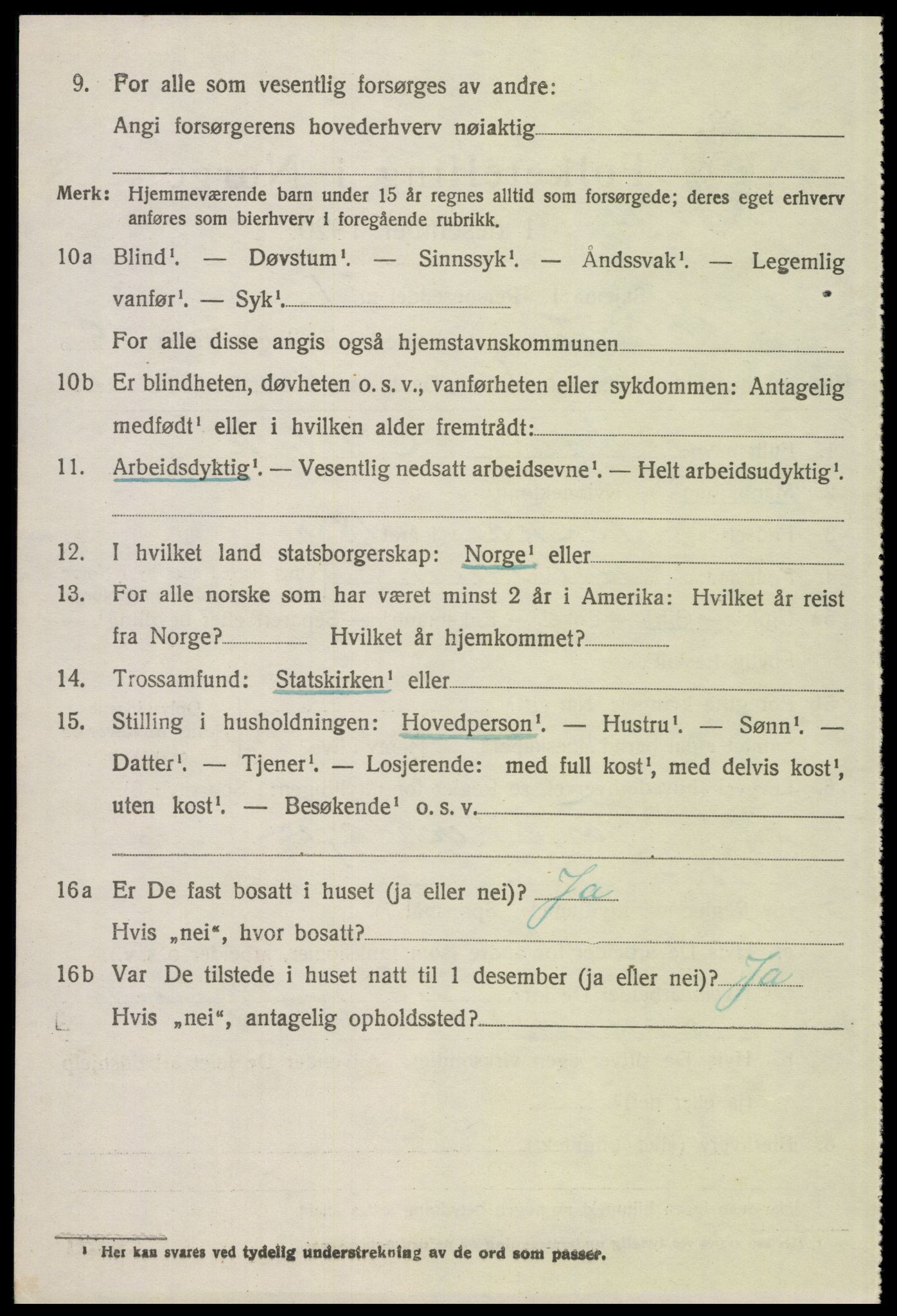 SAH, 1920 census for Elverum, 1920, p. 22539