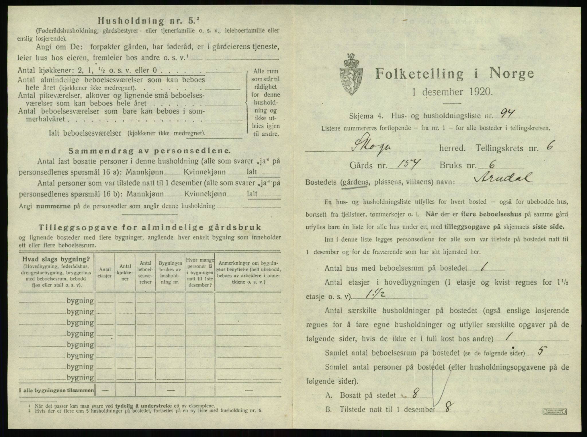 SAT, 1920 census for Skogn, 1920, p. 1269