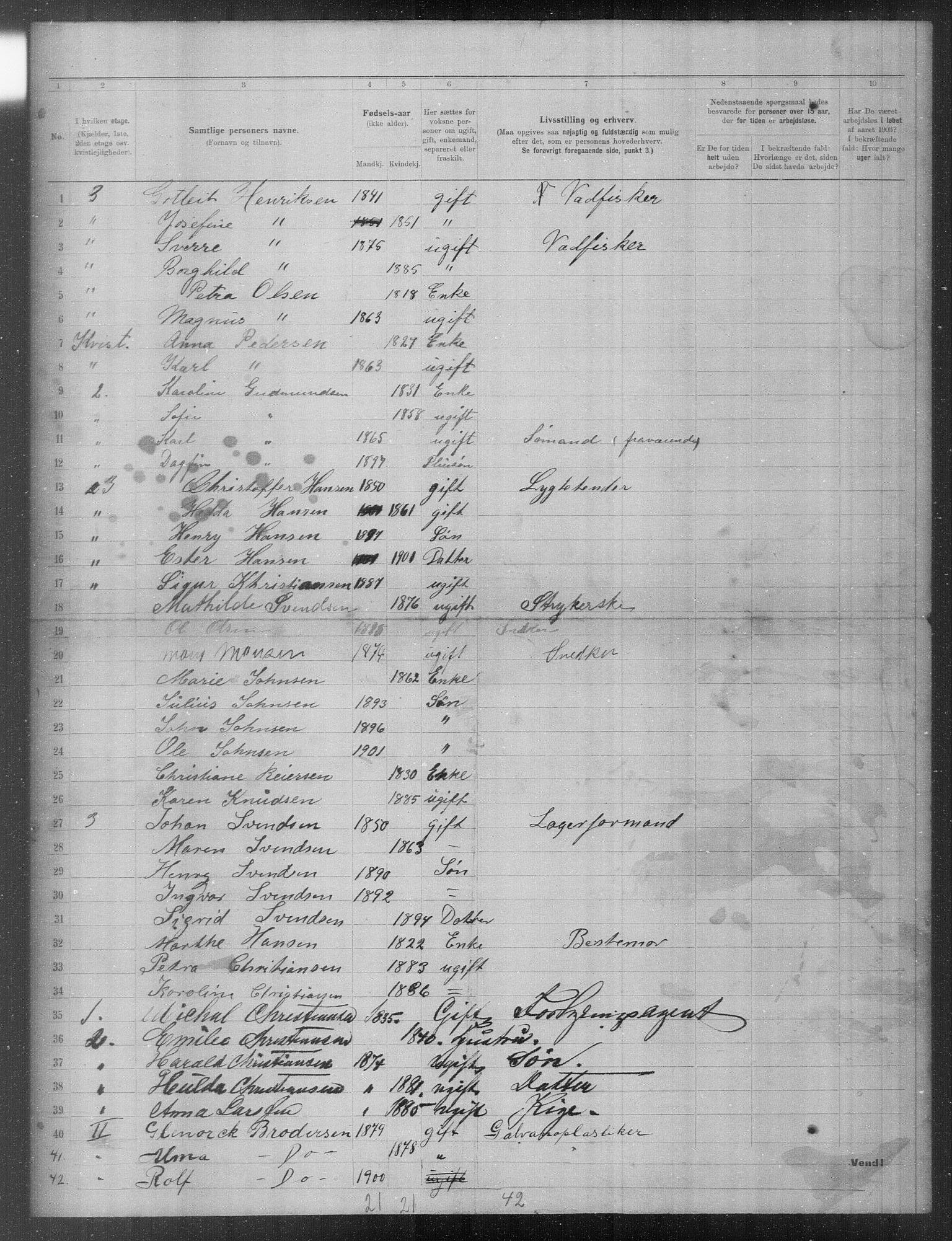 OBA, Municipal Census 1903 for Kristiania, 1903, p. 16919