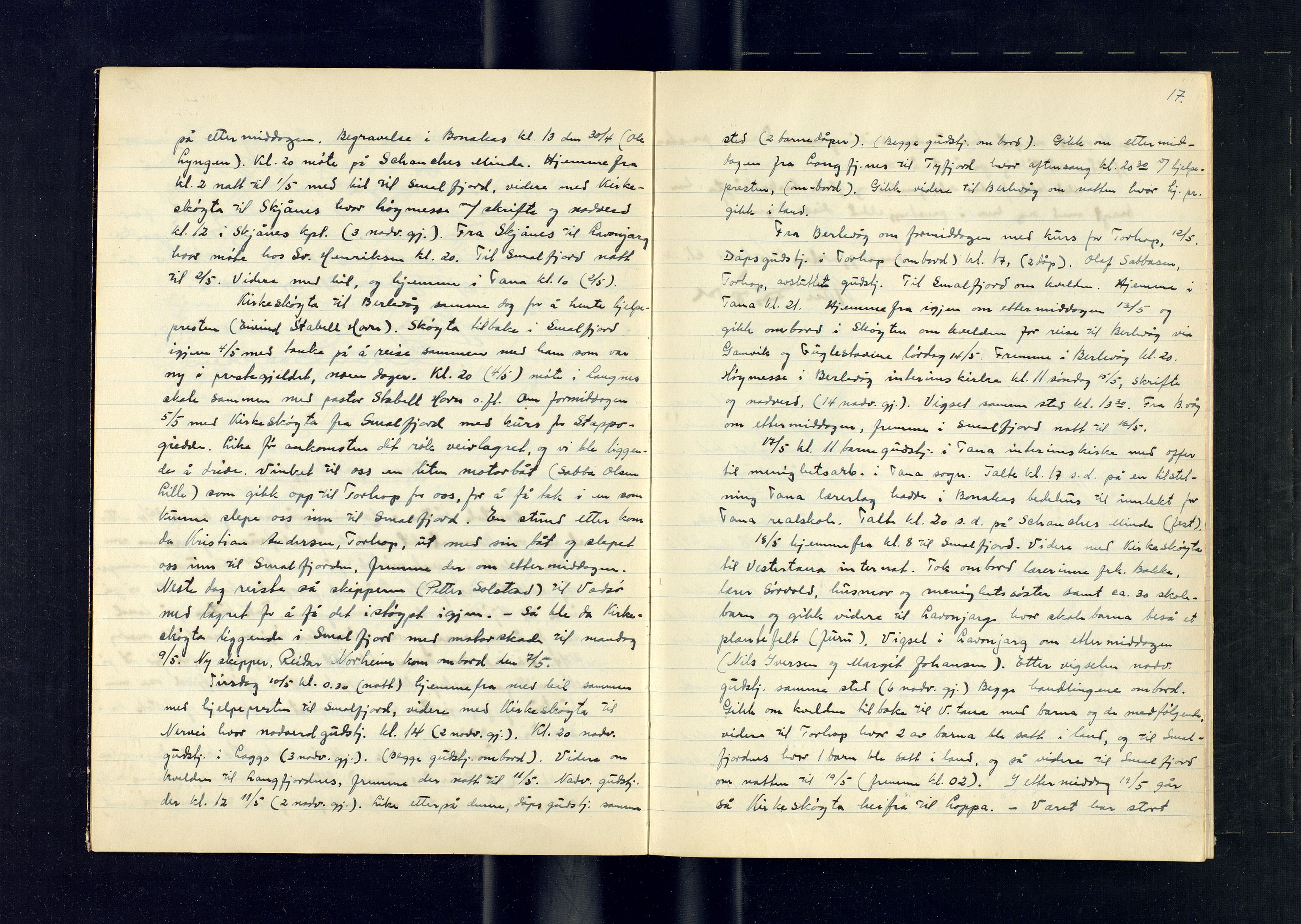 Biskopen i Nord-Hålogaland, AV/SATØ-S-1512/1/K/L0563/0002: Kirkeskøyta, presteskøytene / Journal for kirkeskøyta, 1949, p. 16-17