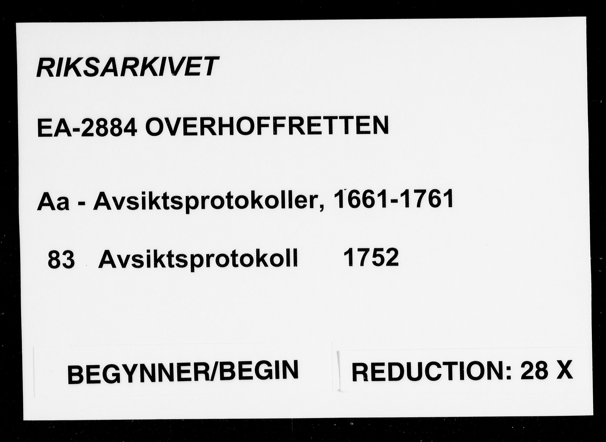 Overhoffretten 1667-1797, AV/RA-EA-2884/Aa/L0083: Avsiktsprotokoll, 1752