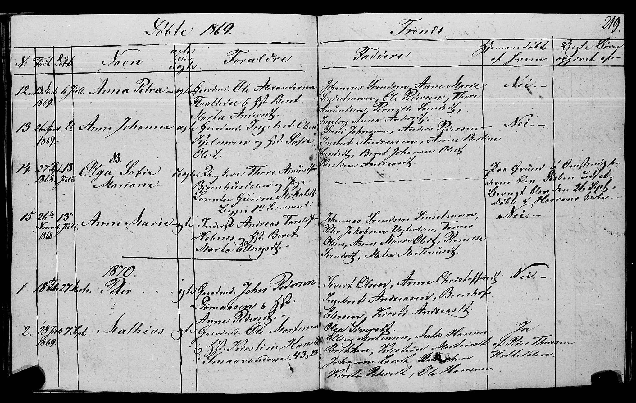 Ministerialprotokoller, klokkerbøker og fødselsregistre - Nord-Trøndelag, SAT/A-1458/762/L0538: Parish register (official) no. 762A02 /2, 1833-1879, p. 219