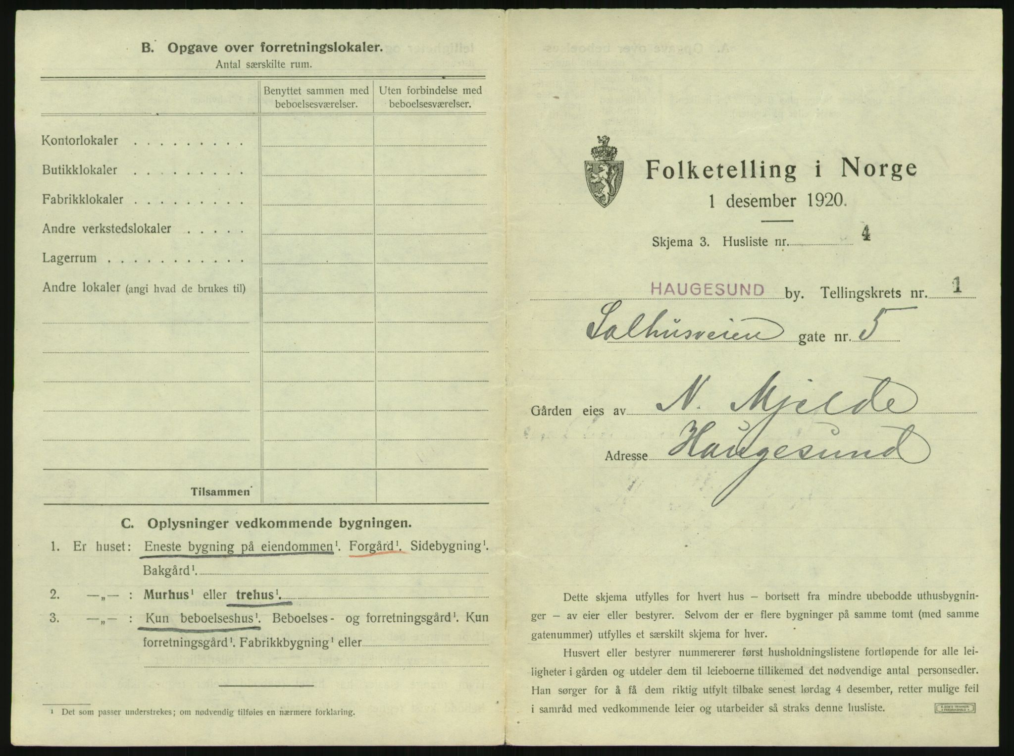 SAST, 1920 census for Haugesund, 1920, p. 79