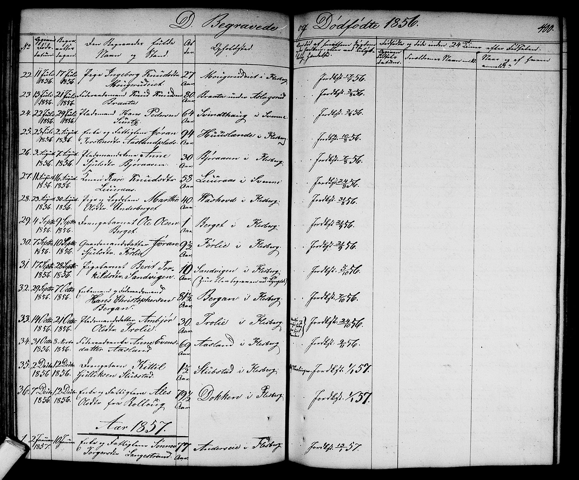 Flesberg kirkebøker, SAKO/A-18/G/Ga/L0002: Parish register (copy) no. I 2, 1834-1860, p. 400