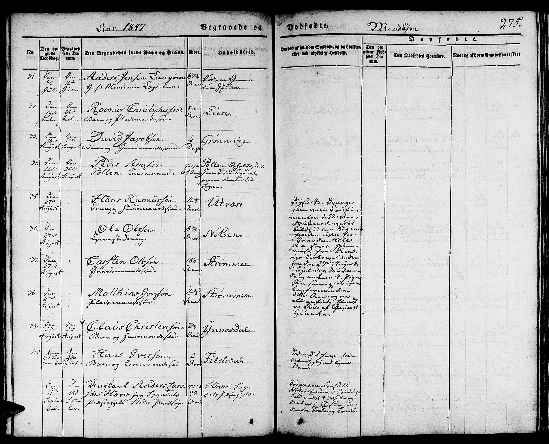 Gulen sokneprestembete, AV/SAB-A-80201/H/Haa/Haaa/L0020: Parish register (official) no. A 20, 1837-1847, p. 275