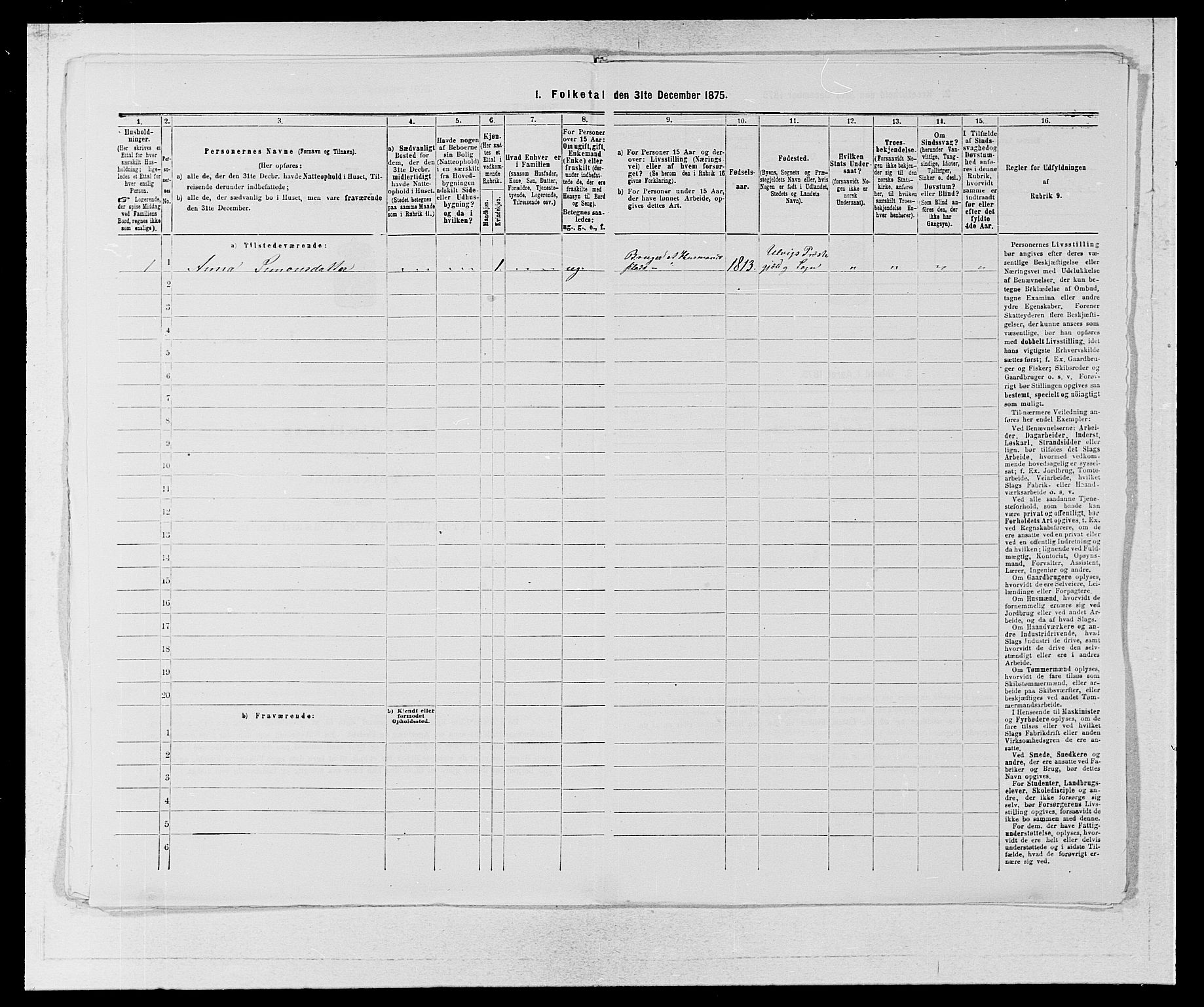 SAB, 1875 census for 1233P Ulvik, 1875, p. 499