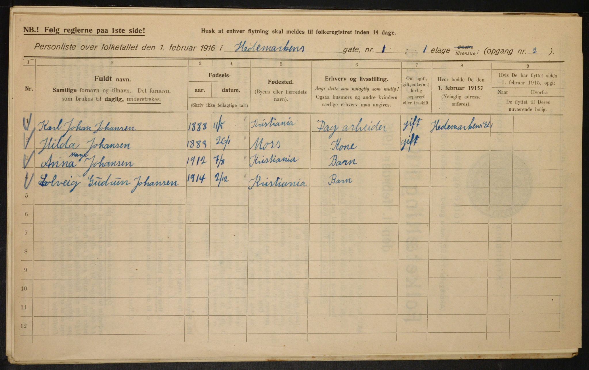 OBA, Municipal Census 1916 for Kristiania, 1916, p. 36270