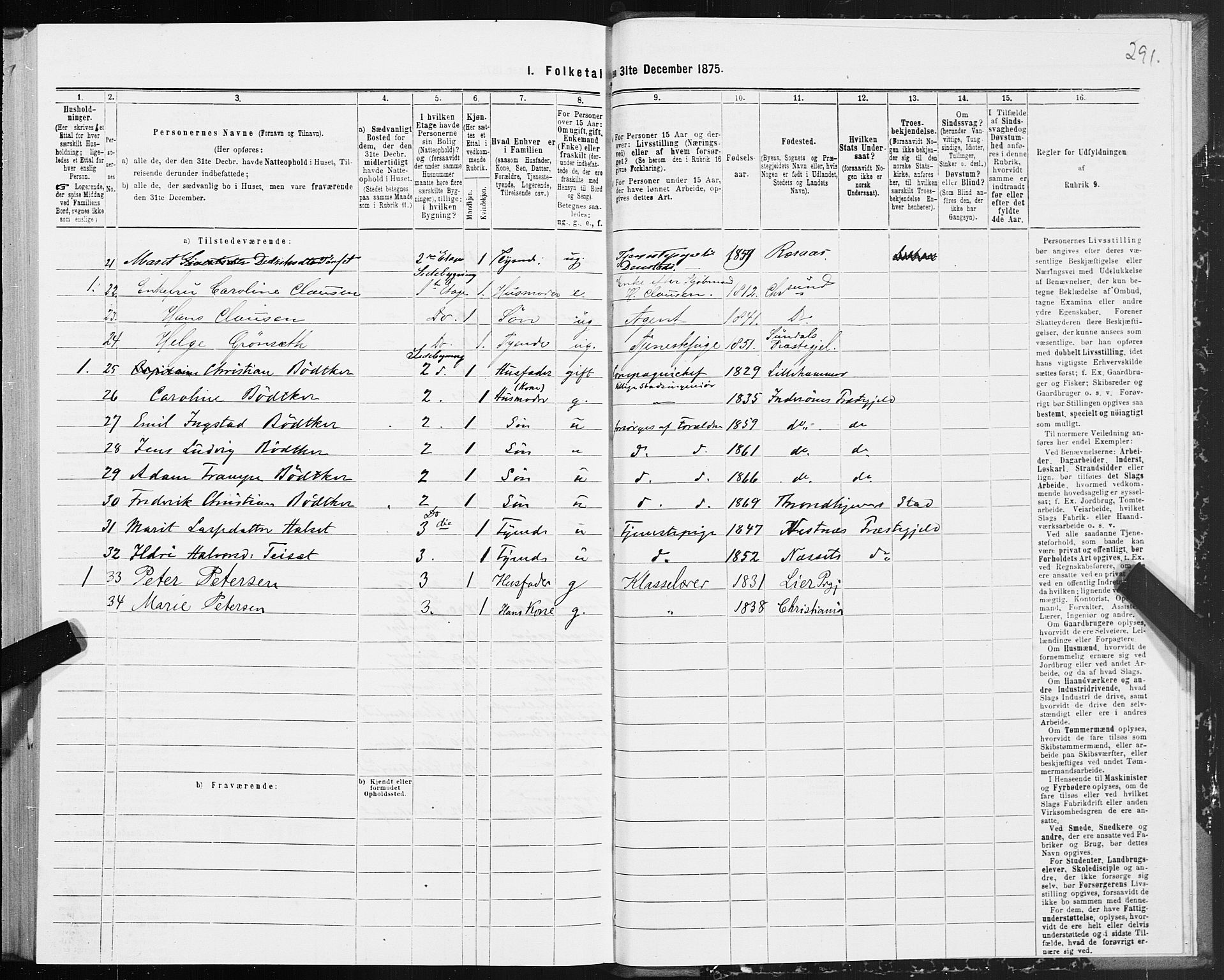 SAT, 1875 census for 1503B Kristiansund/Kristiansund, 1875, p. 2291