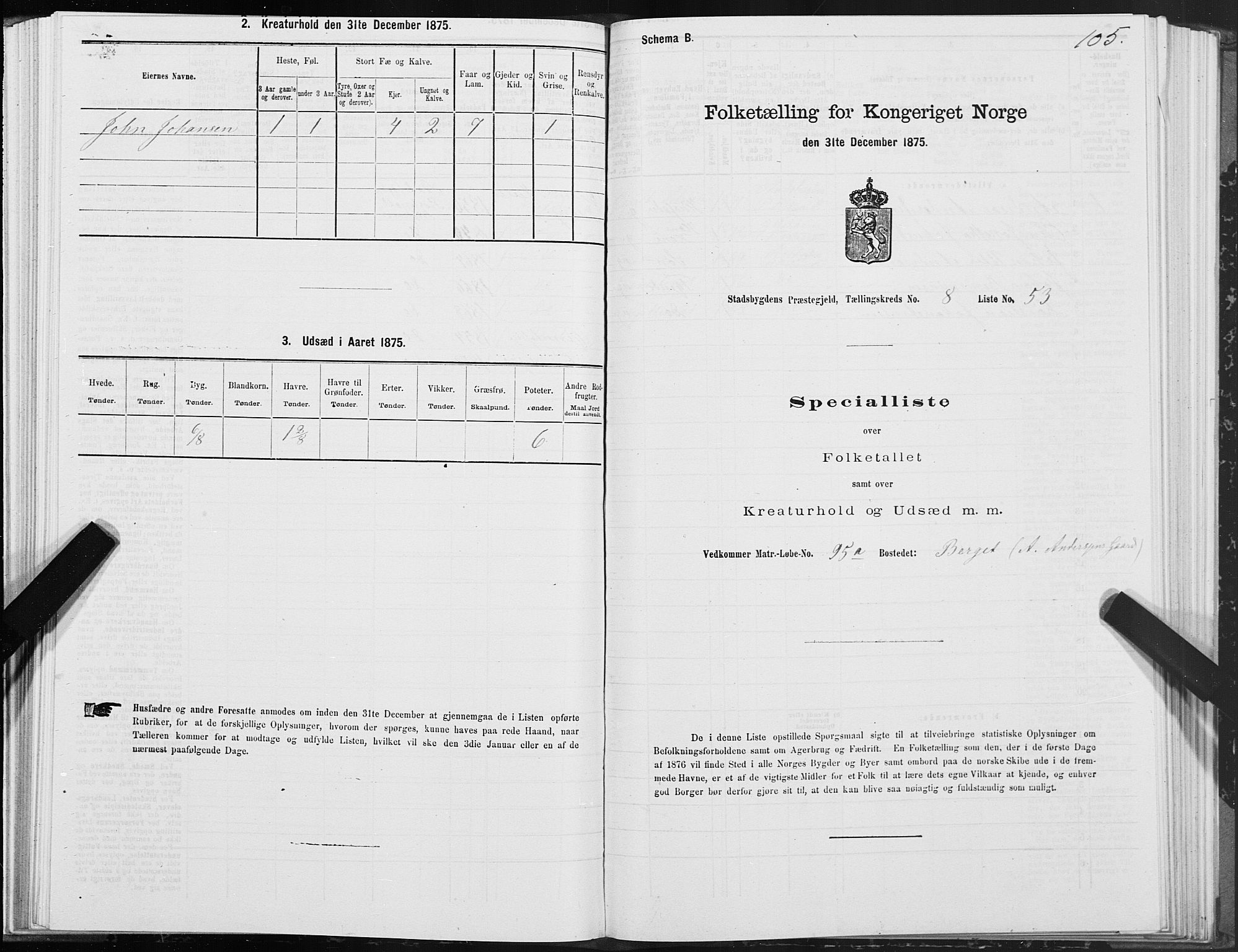 SAT, 1875 census for 1625P Stadsbygd, 1875, p. 5105