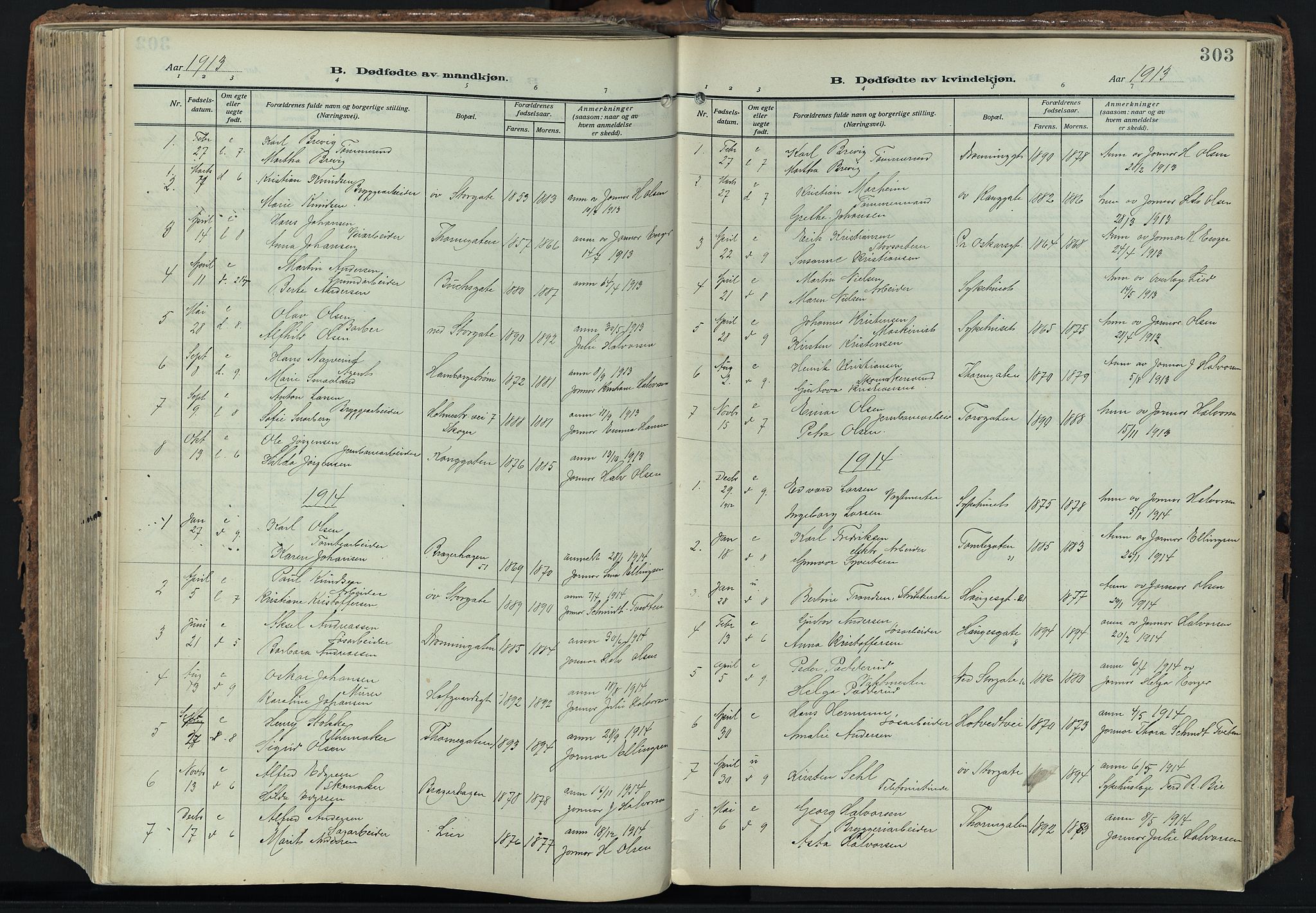 Bragernes kirkebøker, SAKO/A-6/F/Fb/L0010: Parish register (official) no. II 10, 1911-1922, p. 303