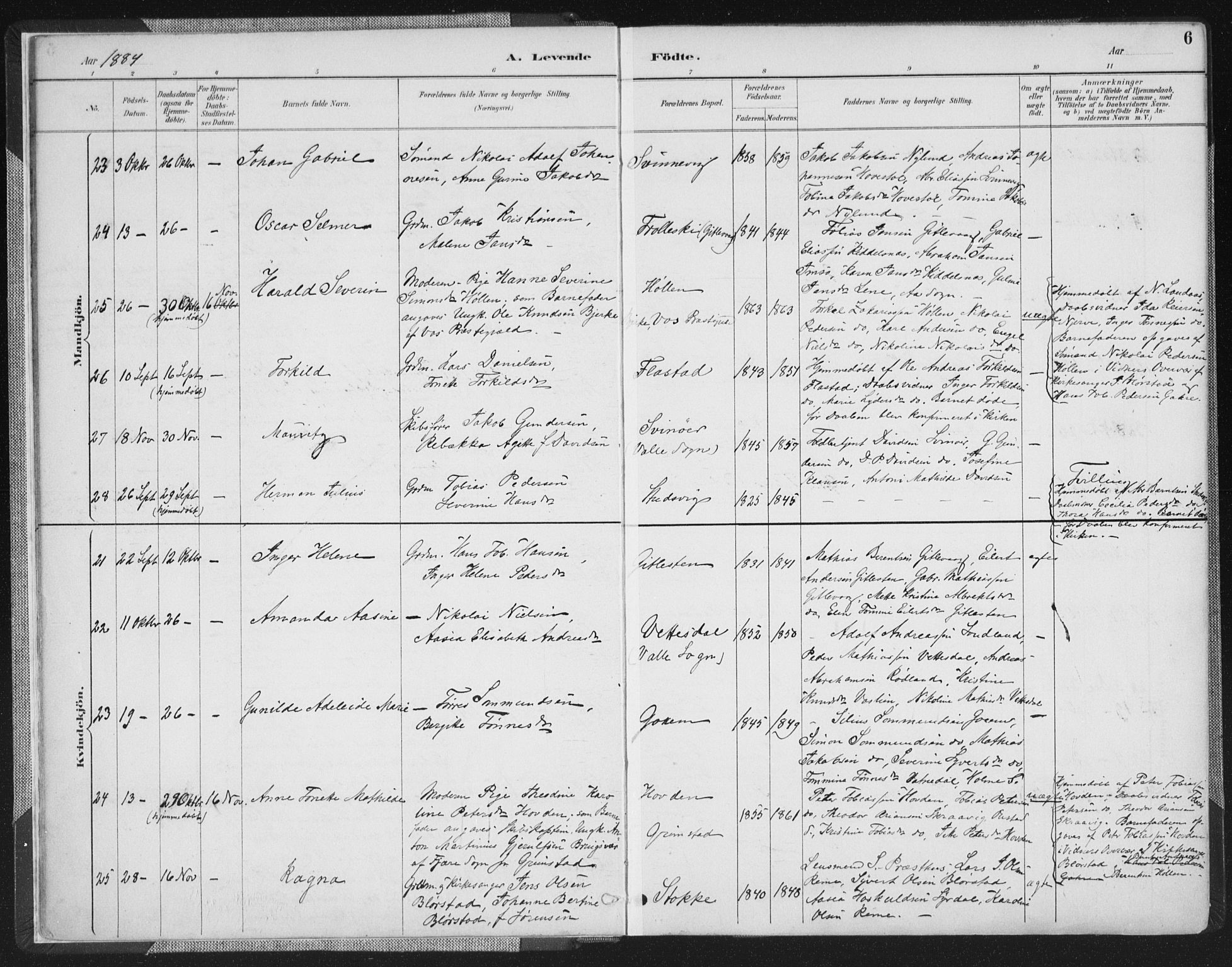 Sør-Audnedal sokneprestkontor, AV/SAK-1111-0039/F/Fa/Faa/L0004: Parish register (official) no. A 4, 1884-1909, p. 6