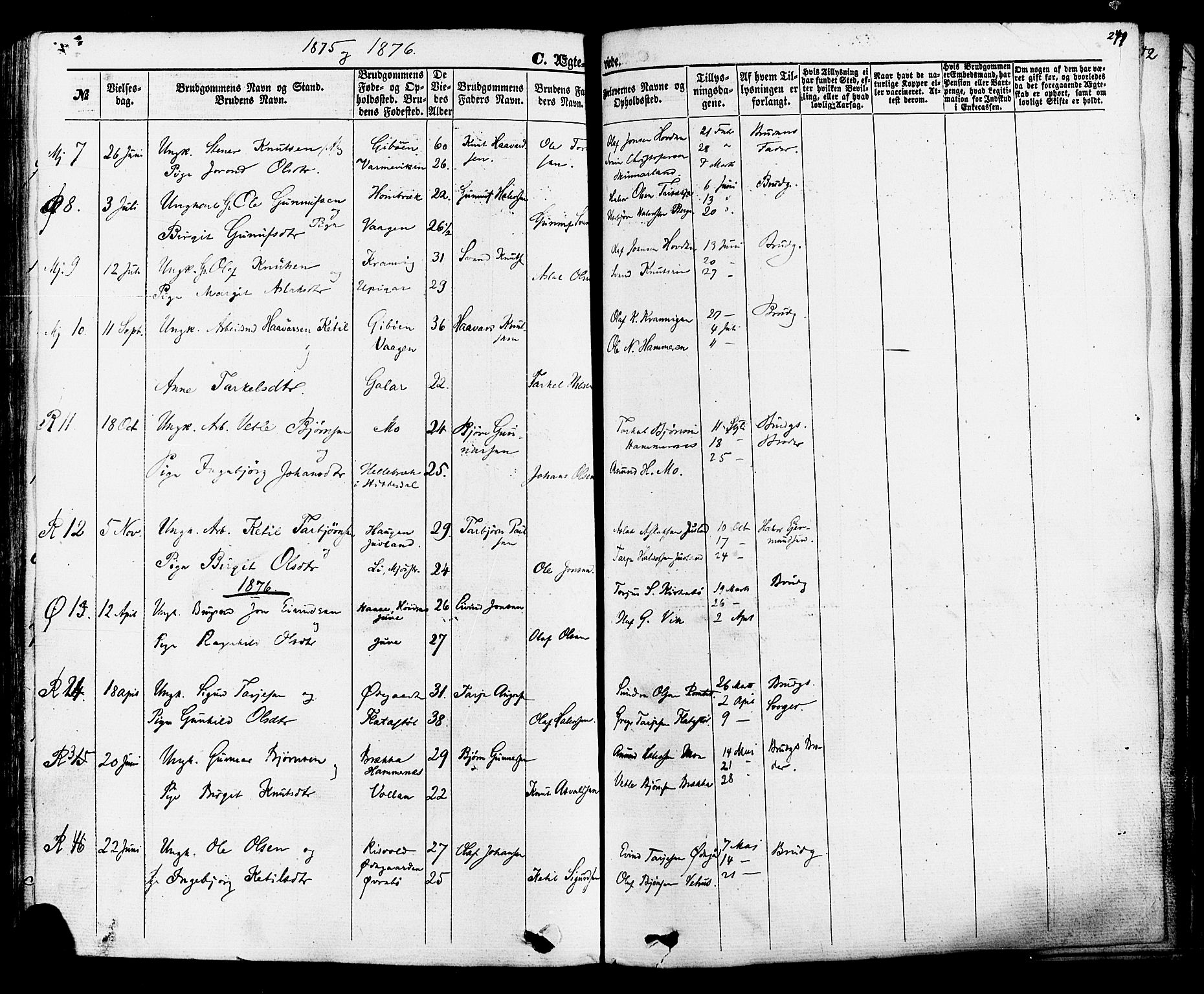 Rauland kirkebøker, SAKO/A-292/F/Fa/L0003: Parish register (official) no. 3, 1859-1886, p. 241