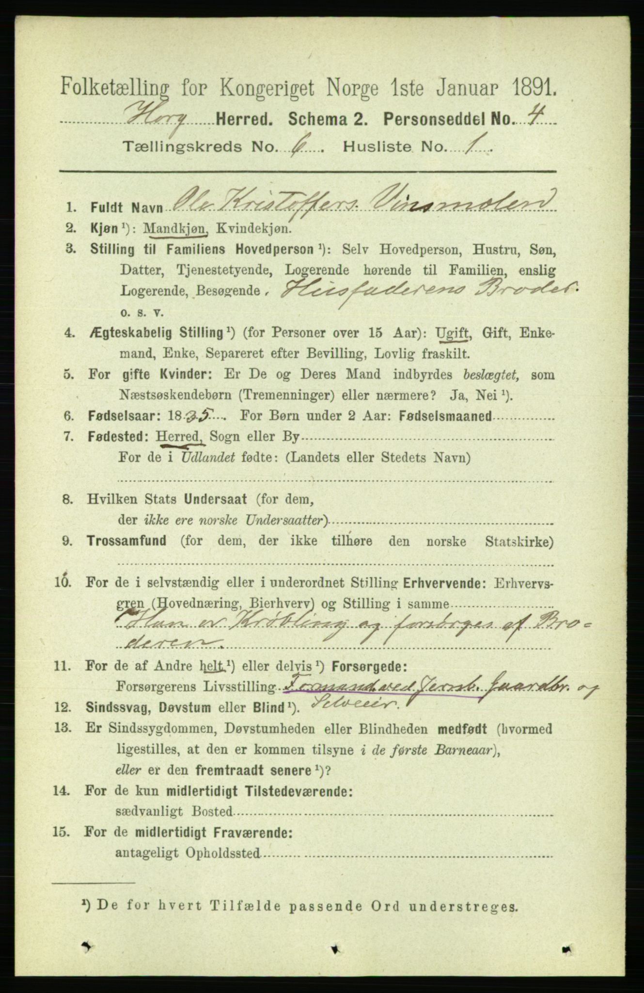 RA, 1891 census for 1650 Horg, 1891, p. 2409