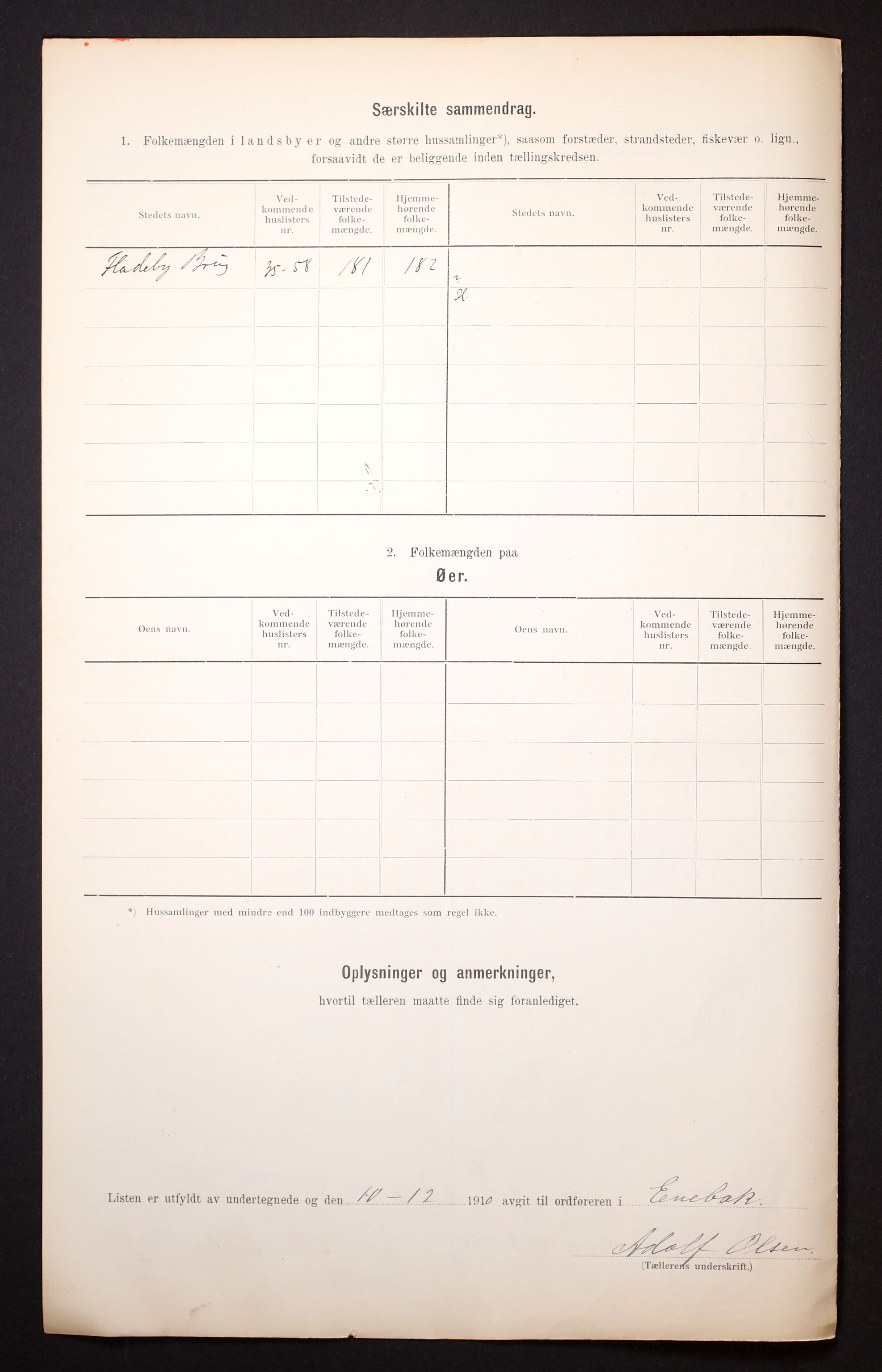 RA, 1910 census for Enebakk, 1910, p. 6