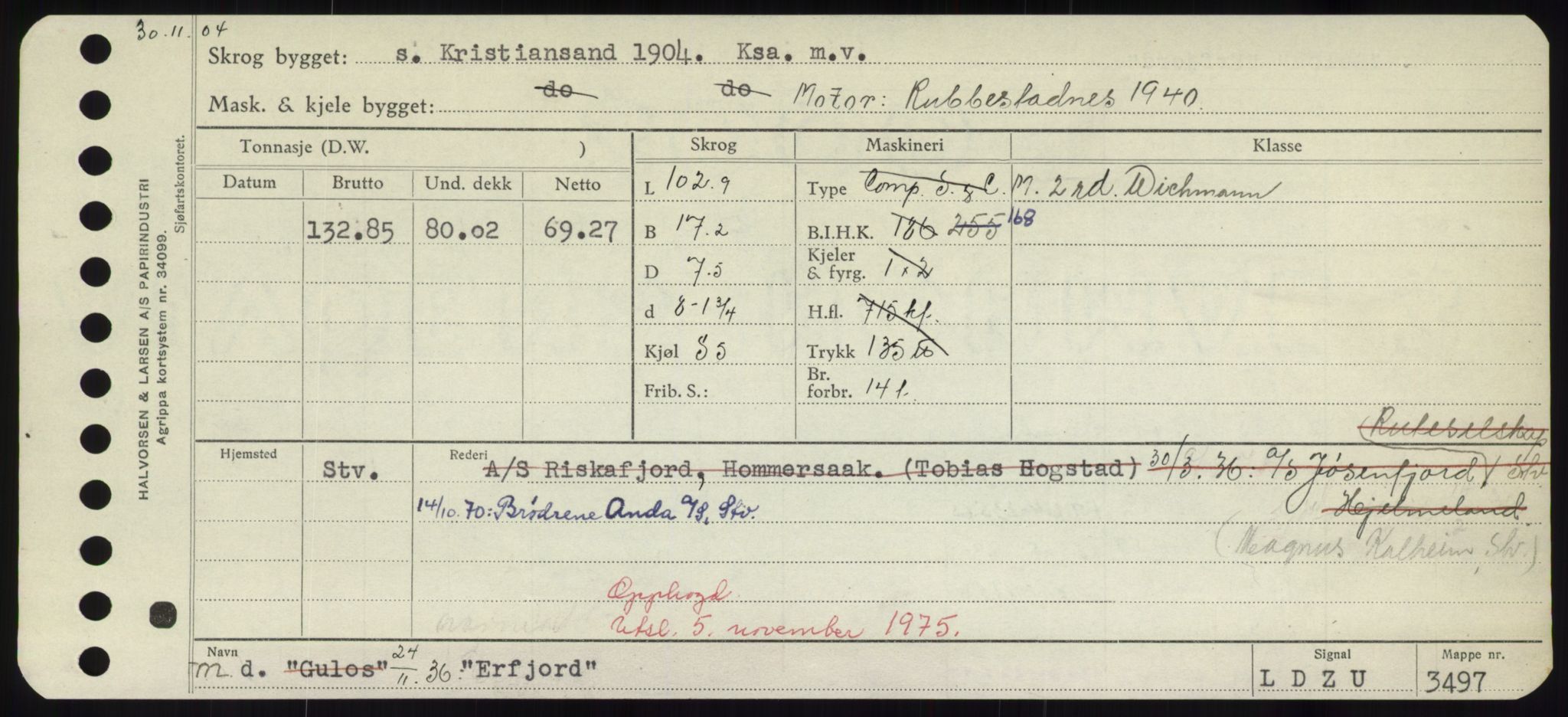 Sjøfartsdirektoratet med forløpere, Skipsmålingen, RA/S-1627/H/Hd/L0009: Fartøy, E, p. 467