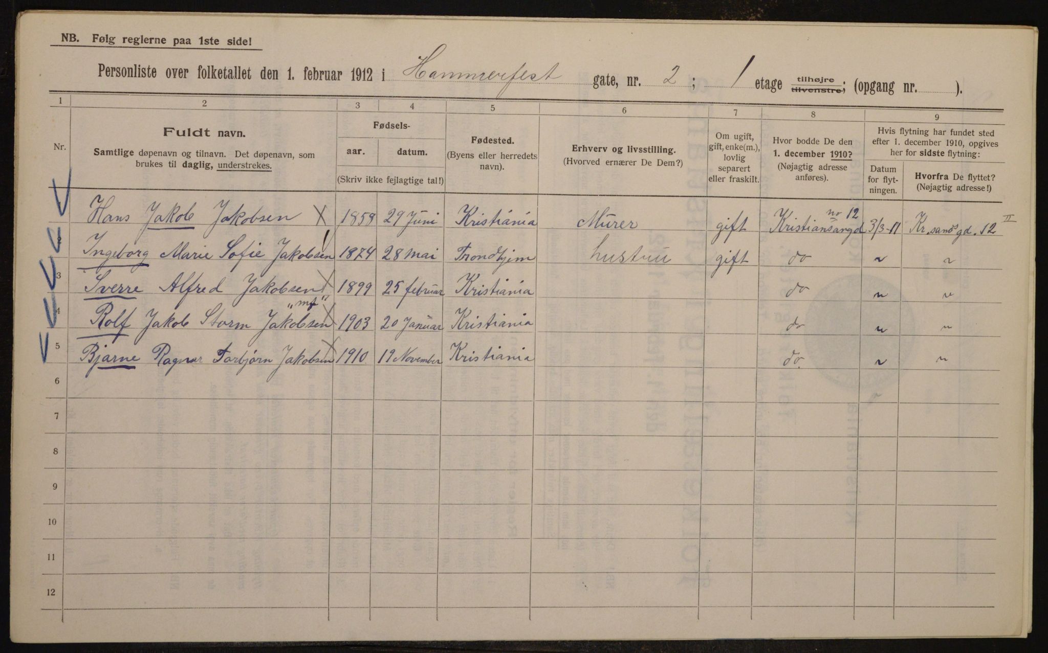 OBA, Municipal Census 1912 for Kristiania, 1912, p. 34181