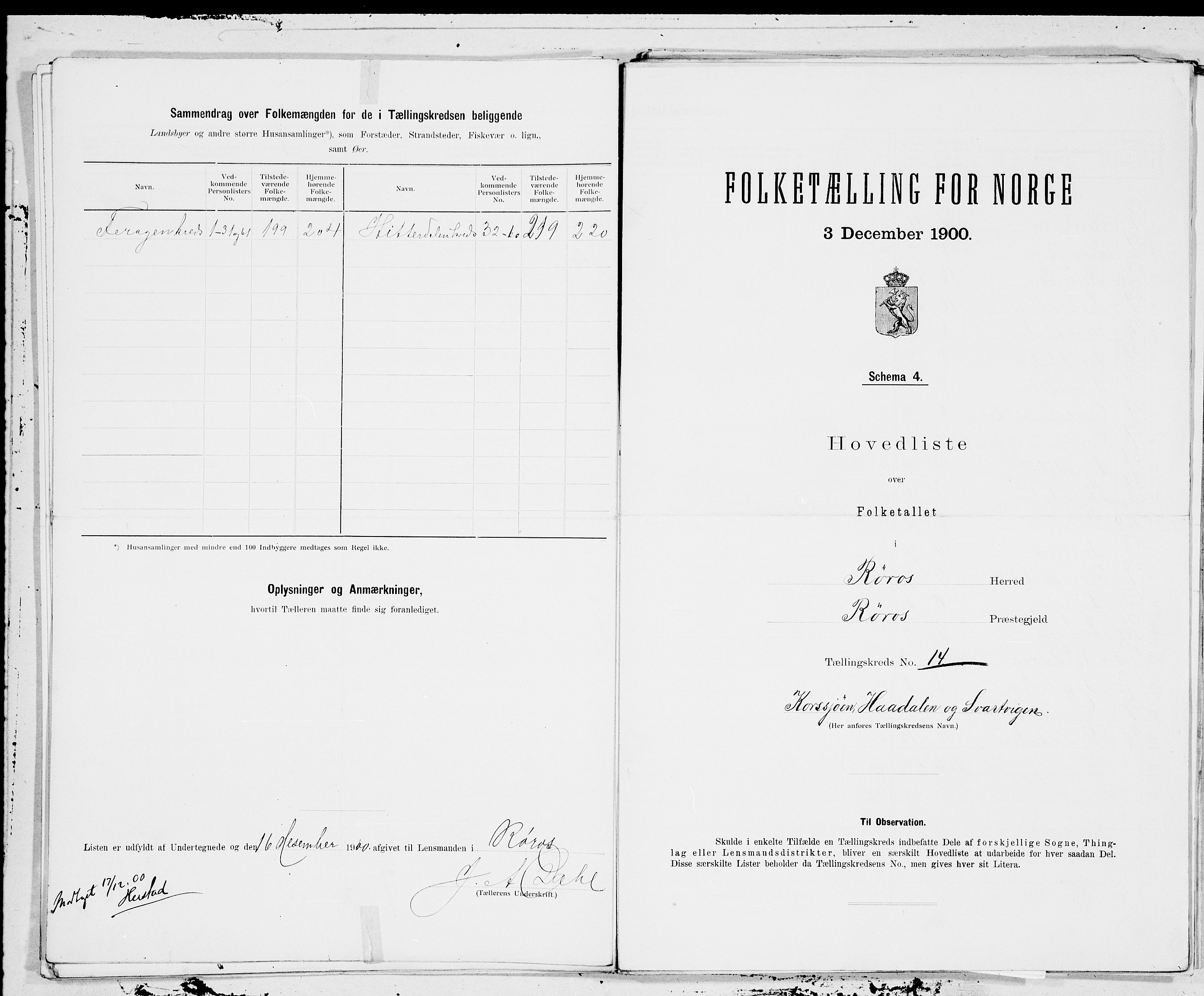 SAT, 1900 census for Røros, 1900, p. 30