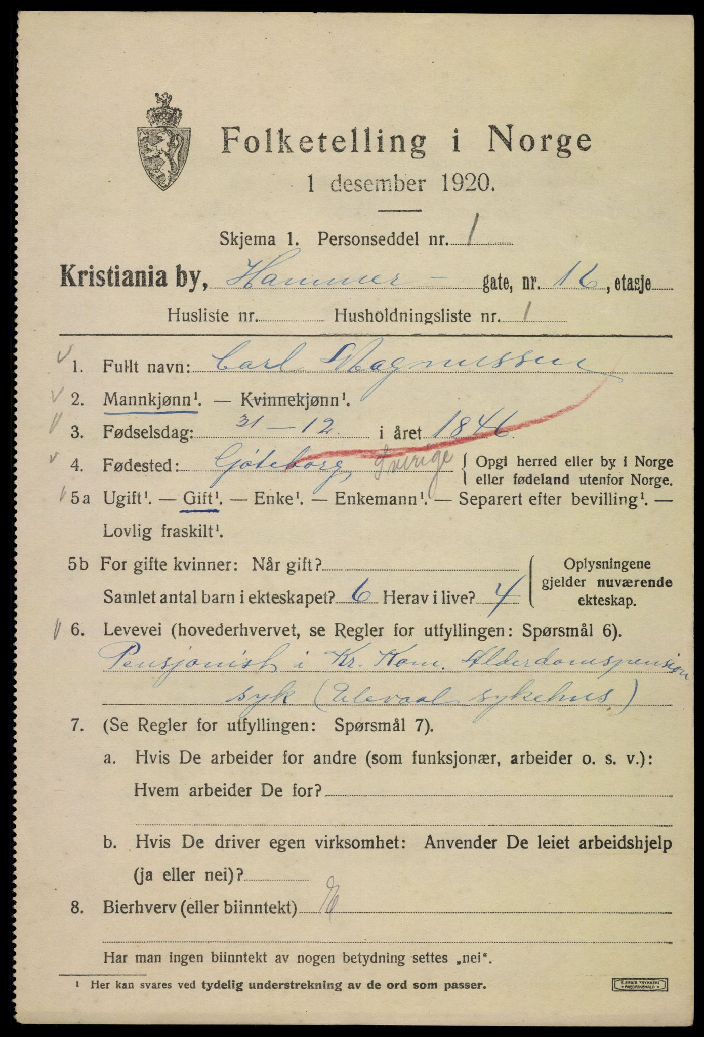 SAO, 1920 census for Kristiania, 1920, p. 268509