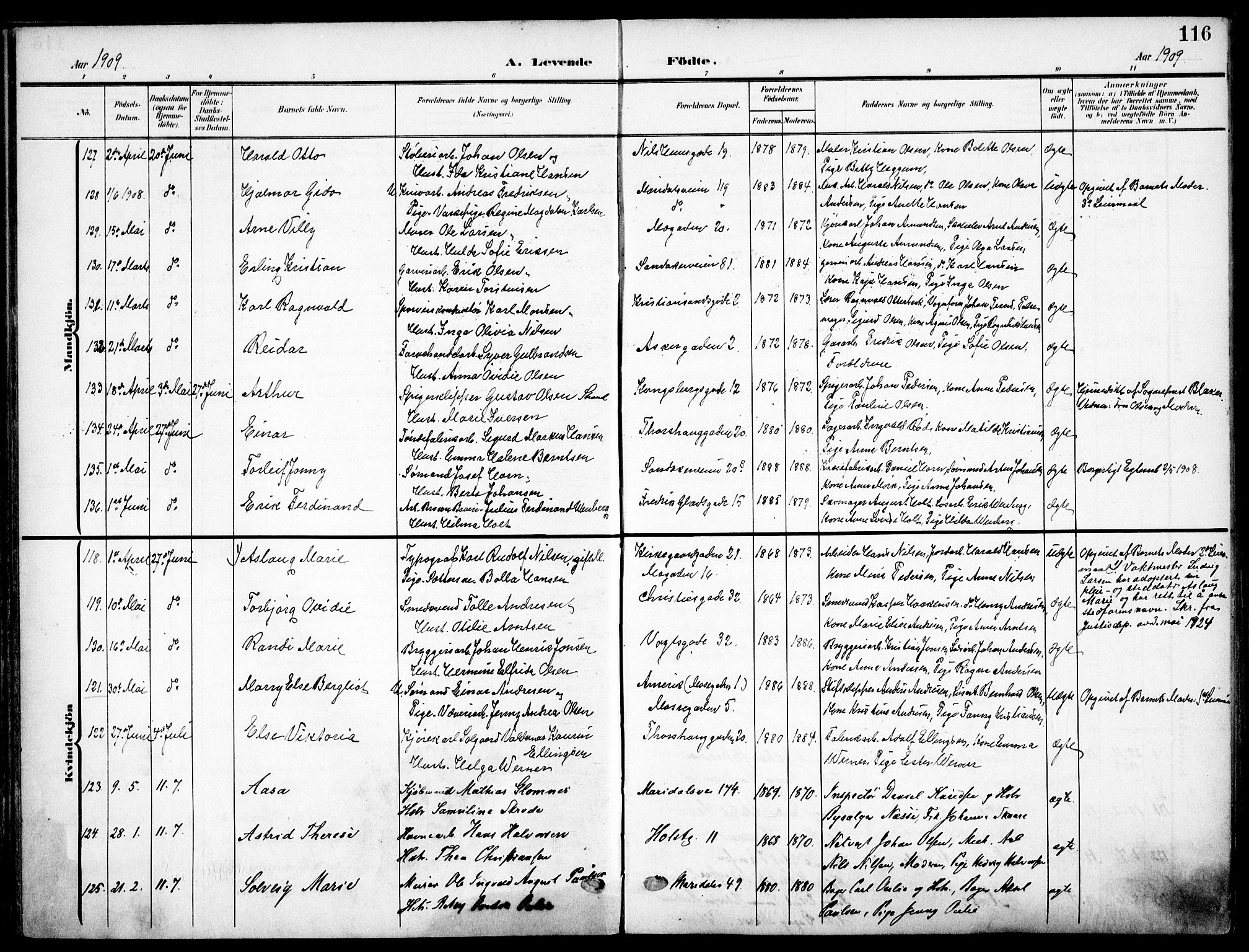 Sagene prestekontor Kirkebøker, SAO/A-10796/F/L0007: Parish register (official) no. 7, 1905-1915, p. 116