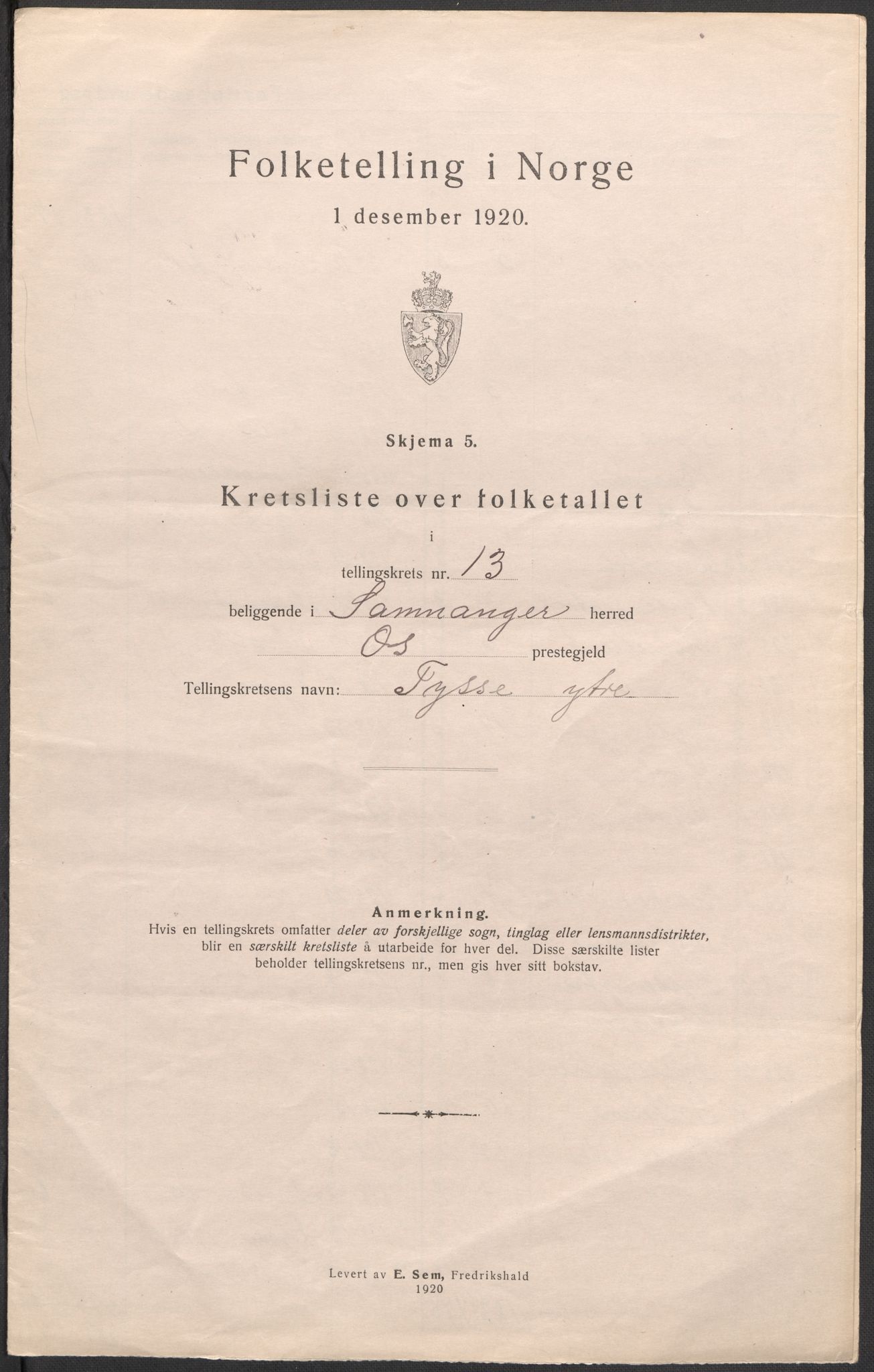 SAB, 1920 census for Samnanger, 1920, p. 40