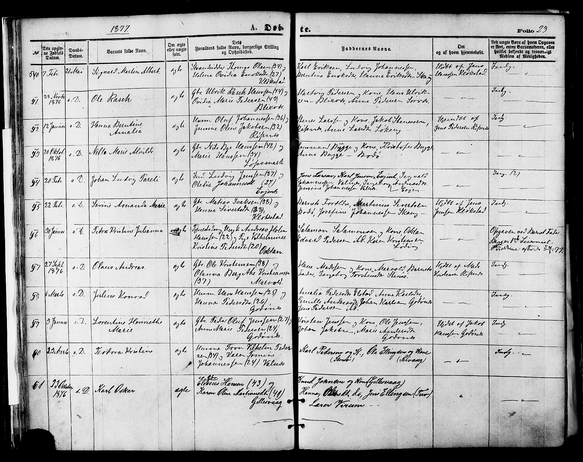 Ministerialprotokoller, klokkerbøker og fødselsregistre - Nordland, AV/SAT-A-1459/801/L0009: Parish register (official) no. 801A09, 1876-1883, p. 23