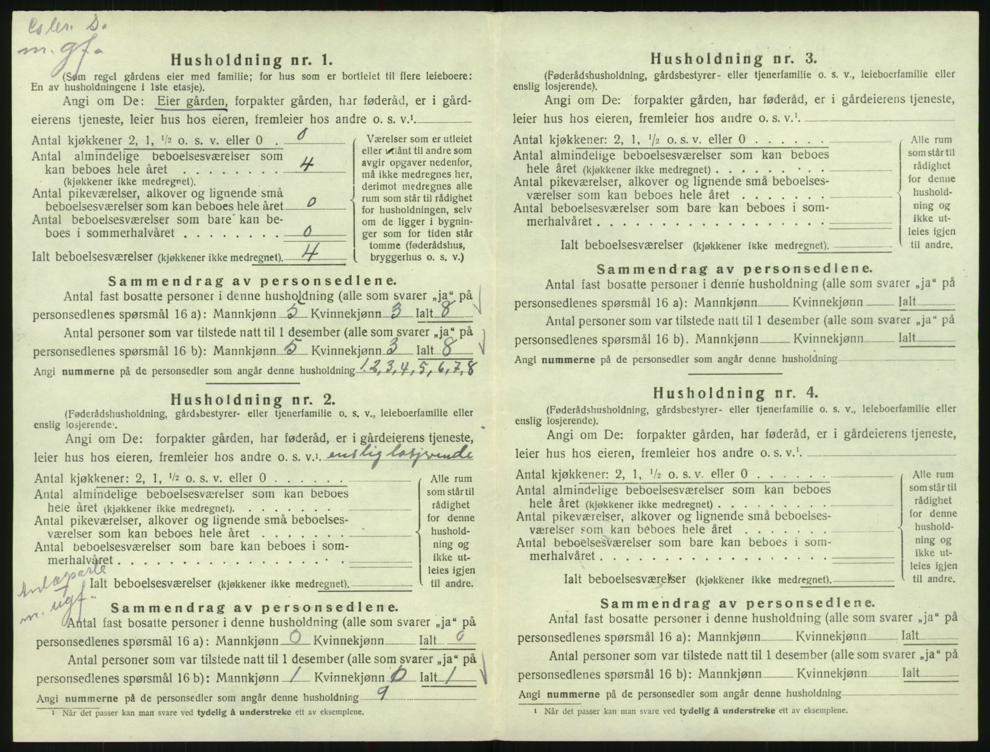 SAK, 1920 census for Bykle, 1920, p. 182