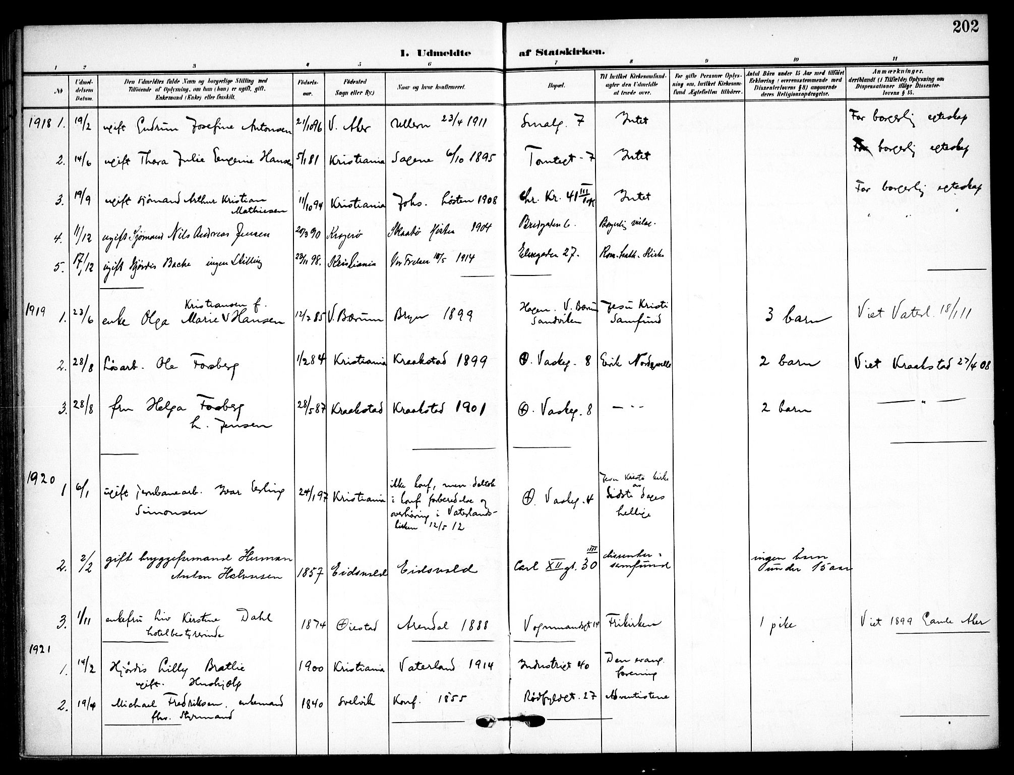 Vaterland prestekontor Kirkebøker, AV/SAO-A-10880/F/Fa/L0002: Parish register (official) no. 2, 1907-1921, p. 202