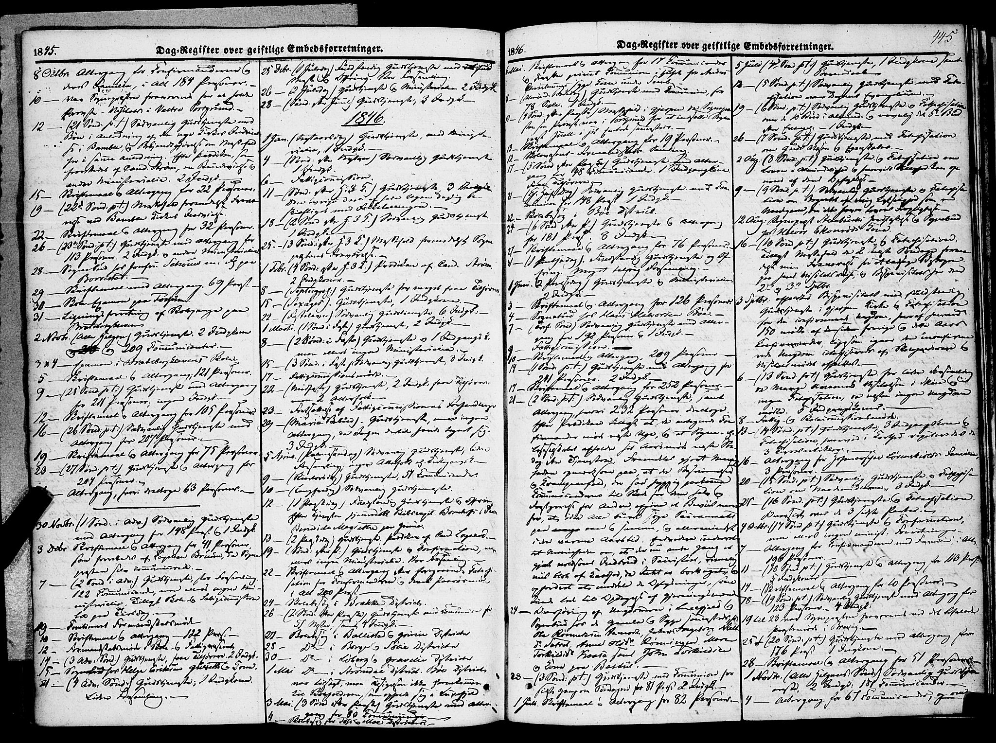 Gjerpen kirkebøker, SAKO/A-265/F/Fa/L0007b: Parish register (official) no. I 7B, 1834-1857, p. 445