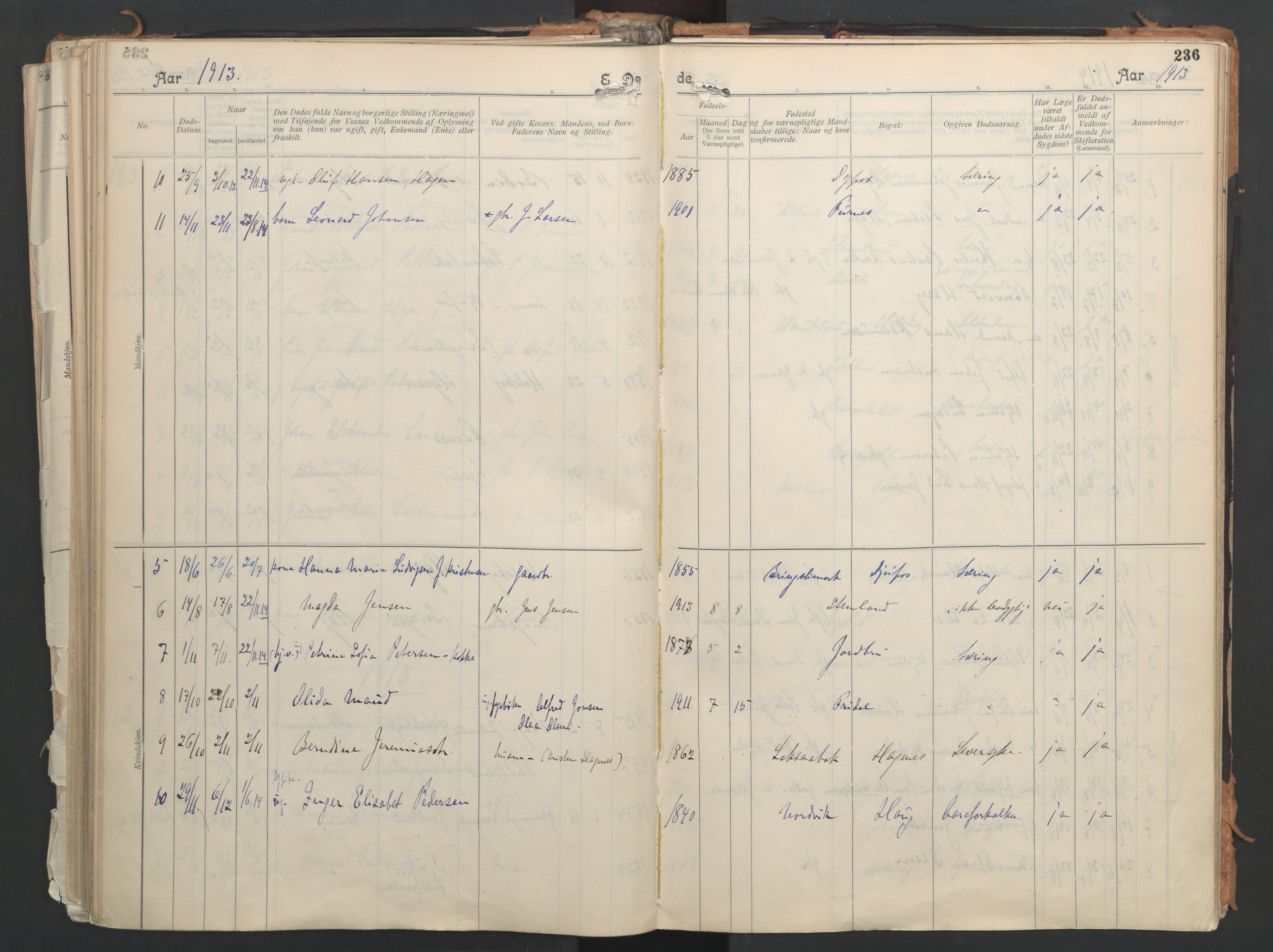 Ministerialprotokoller, klokkerbøker og fødselsregistre - Nordland, AV/SAT-A-1459/851/L0724: Parish register (official) no. 851A01, 1901-1922, p. 236