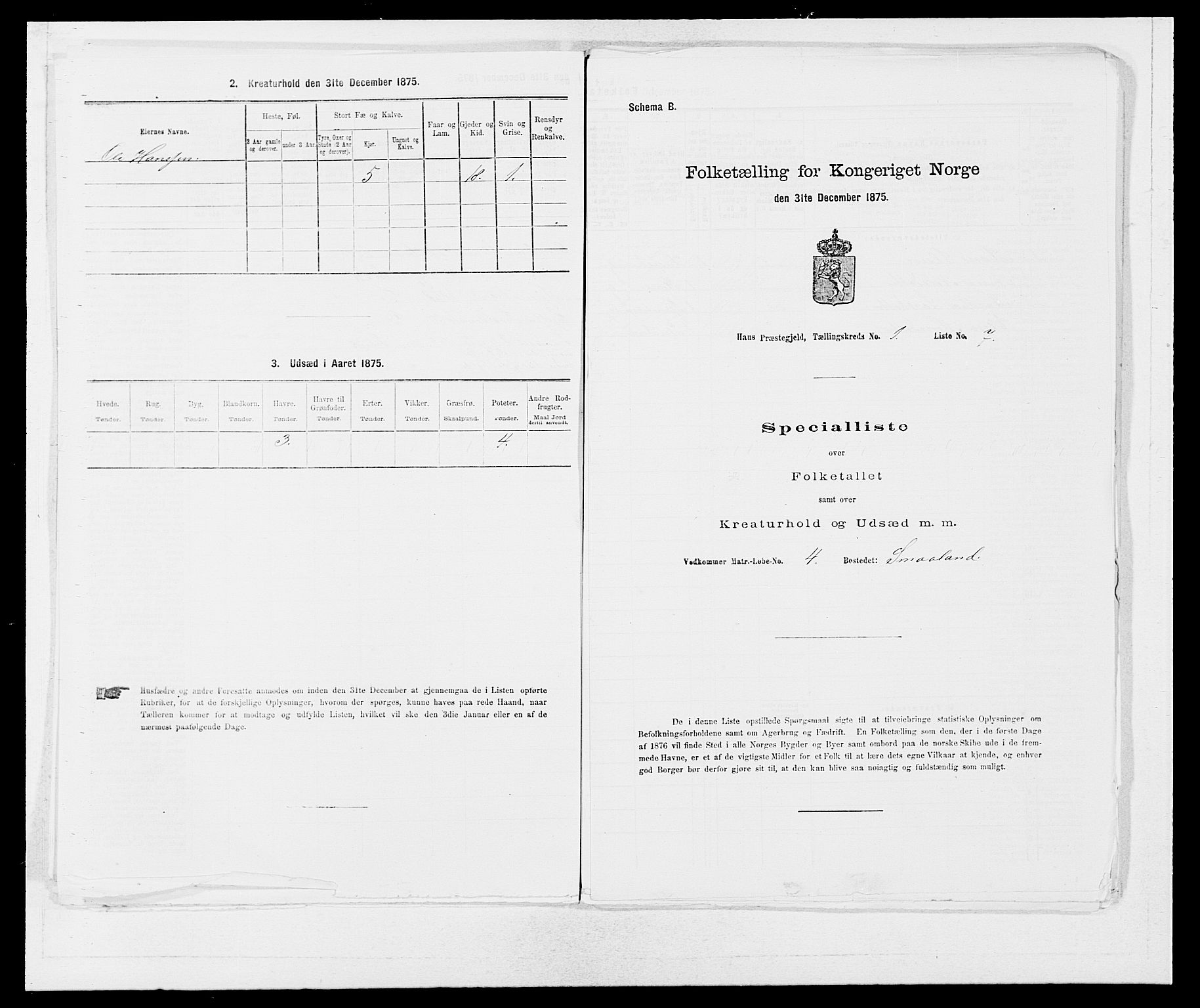 SAB, 1875 census for 1250P Haus, 1875, p. 40