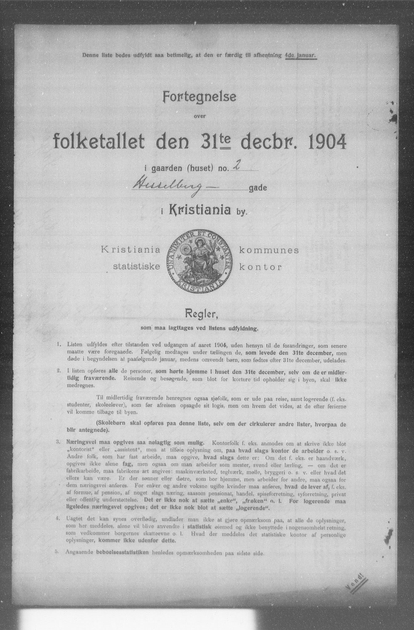 OBA, Municipal Census 1904 for Kristiania, 1904, p. 7696
