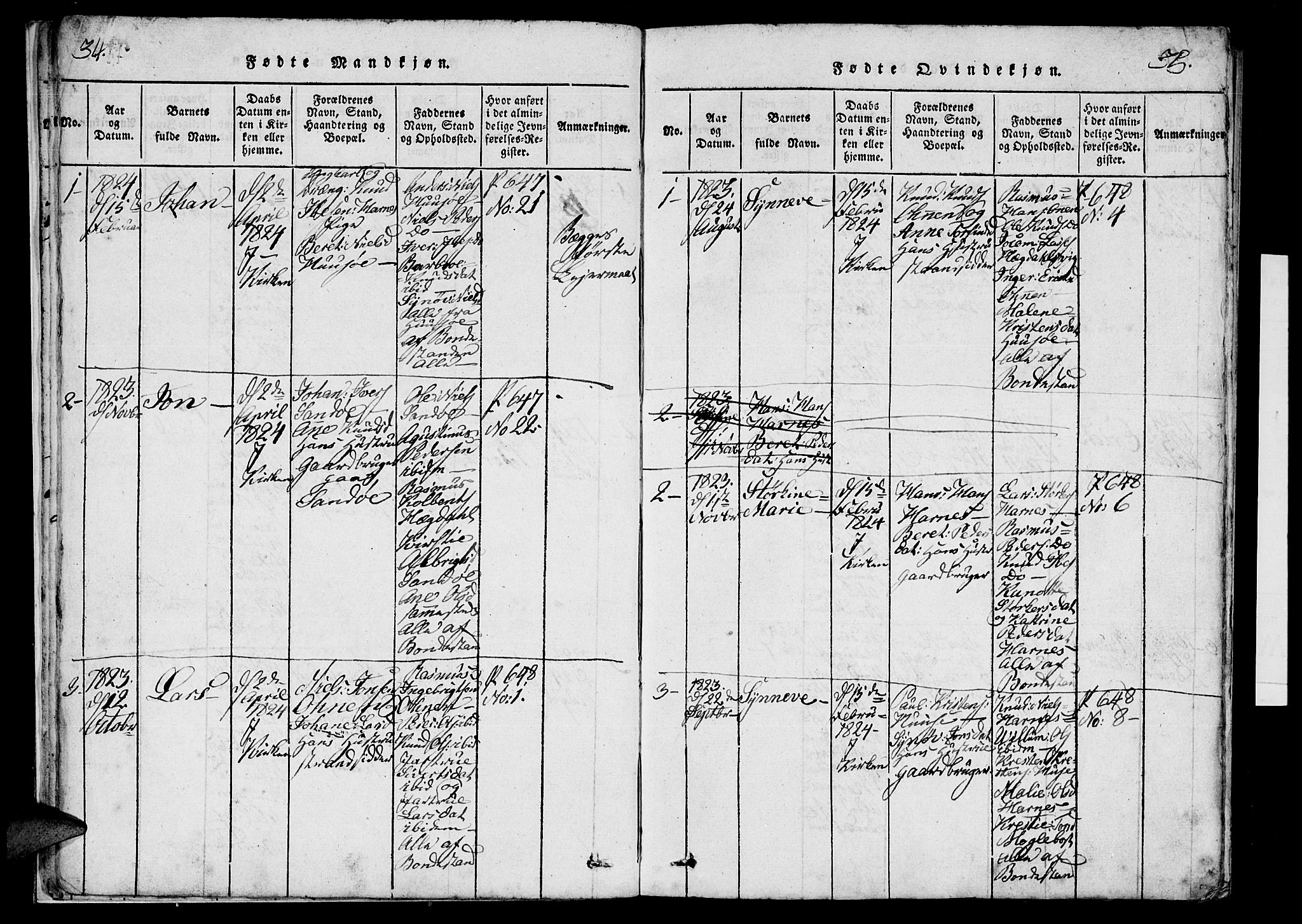 Ministerialprotokoller, klokkerbøker og fødselsregistre - Møre og Romsdal, SAT/A-1454/561/L0727: Parish register (official) no. 561A01, 1817-1858, p. 34-35