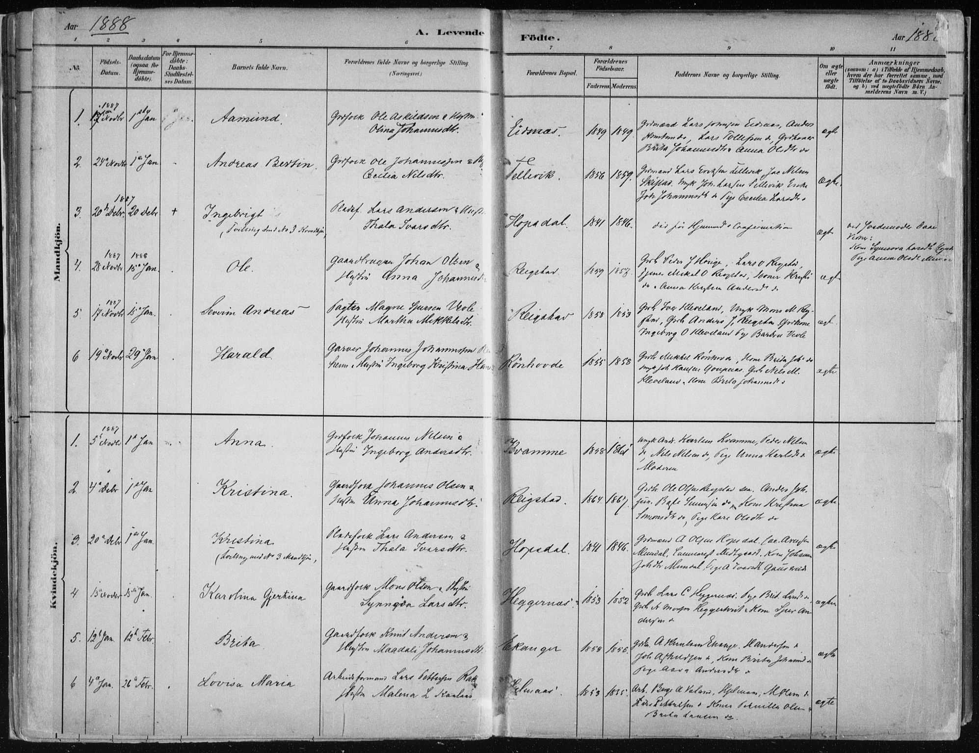 Hamre sokneprestembete, SAB/A-75501/H/Ha/Haa/Haab/L0001: Parish register (official) no. B  1, 1882-1905, p. 45