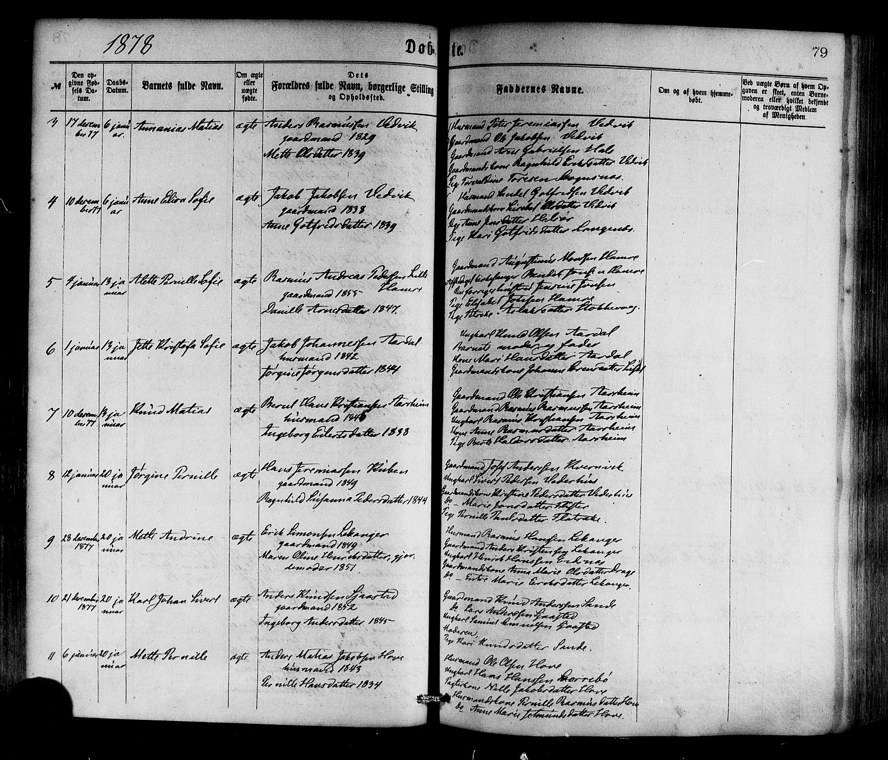 Selje sokneprestembete, SAB/A-99938/H/Ha/Haa/Haaa: Parish register (official) no. A 12, 1870-1880, p. 79
