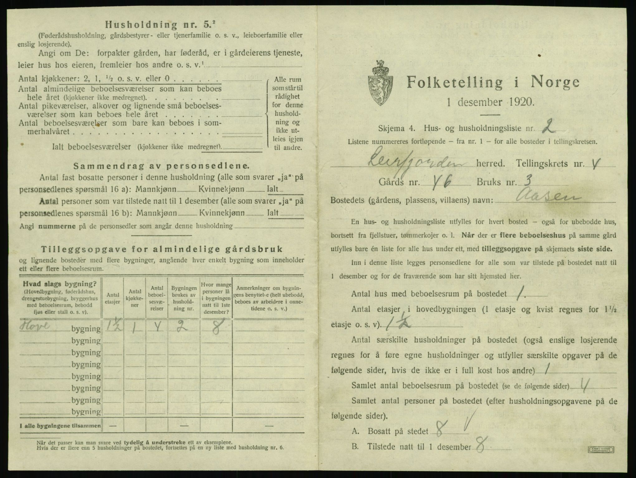 SAT, 1920 census for Leirfjord, 1920, p. 317