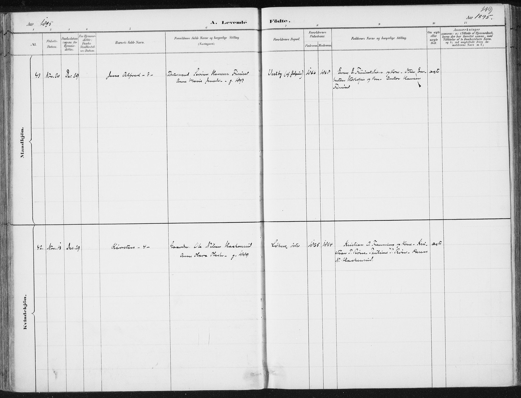 Romedal prestekontor, AV/SAH-PREST-004/K/L0010: Parish register (official) no. 10, 1880-1895, p. 119