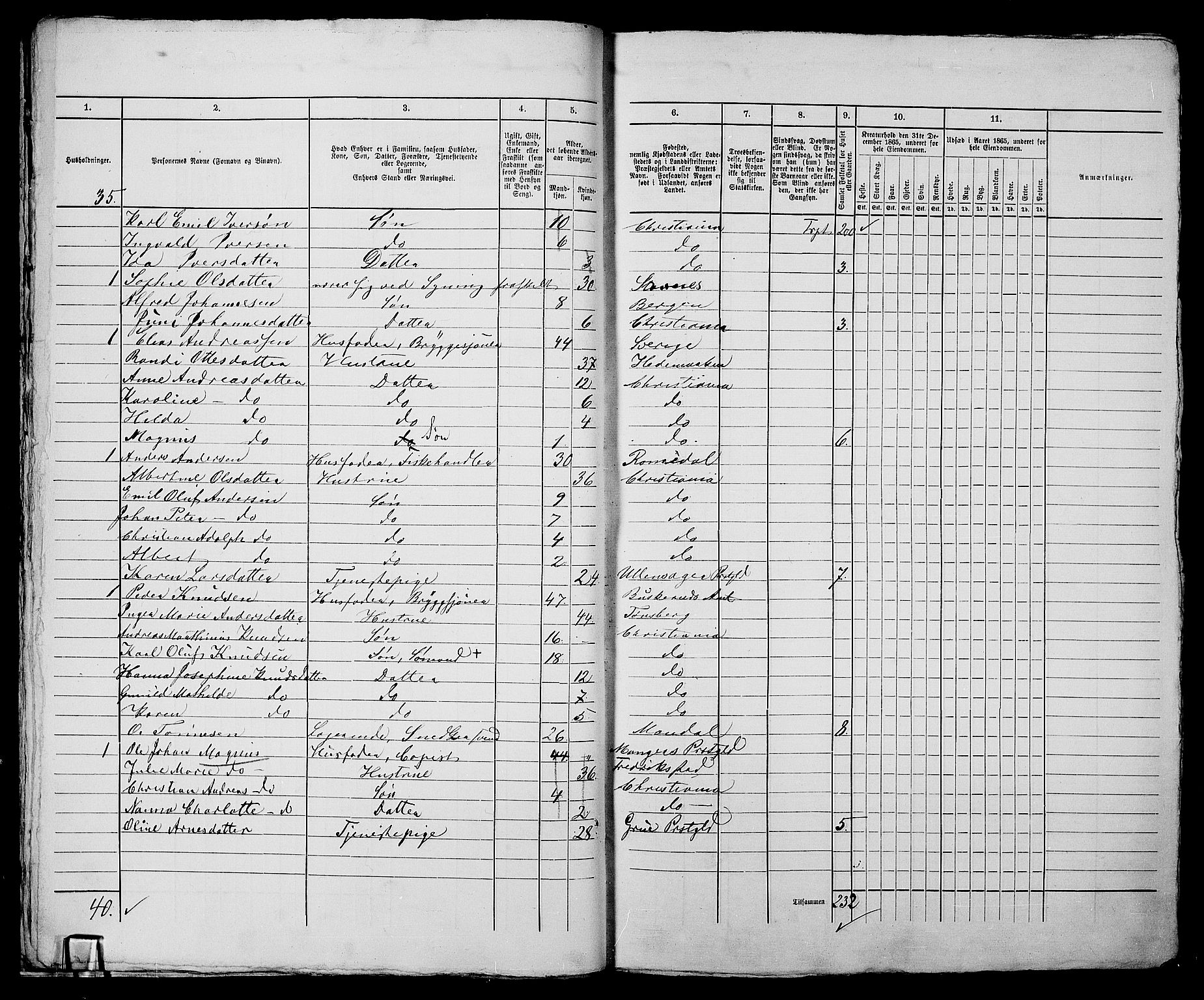 RA, 1865 census for Kristiania, 1865, p. 3179