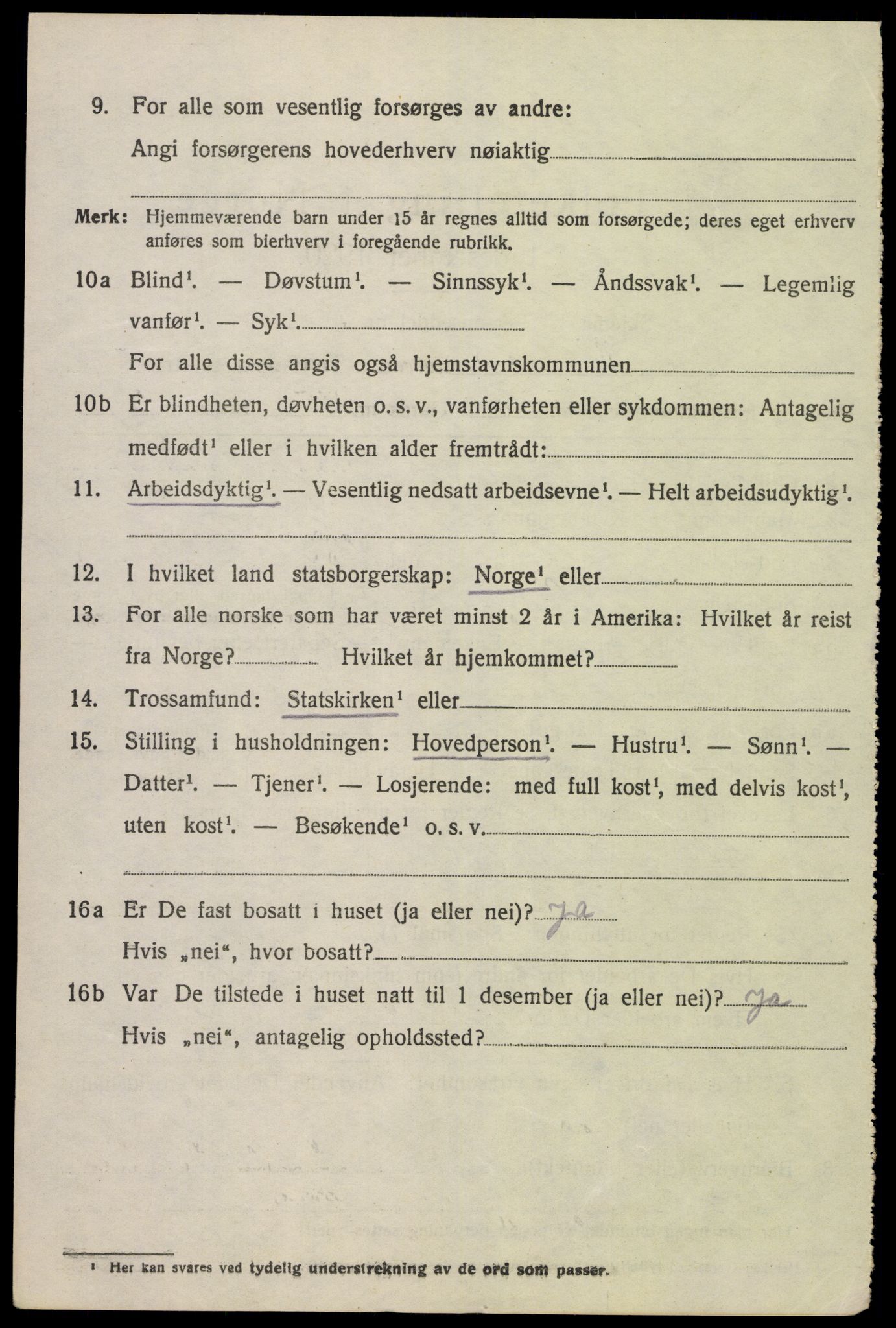 SAK, 1920 census for Vigmostad, 1920, p. 1926