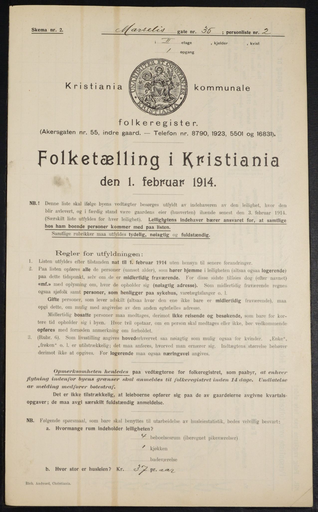 OBA, Municipal Census 1914 for Kristiania, 1914, p. 64629