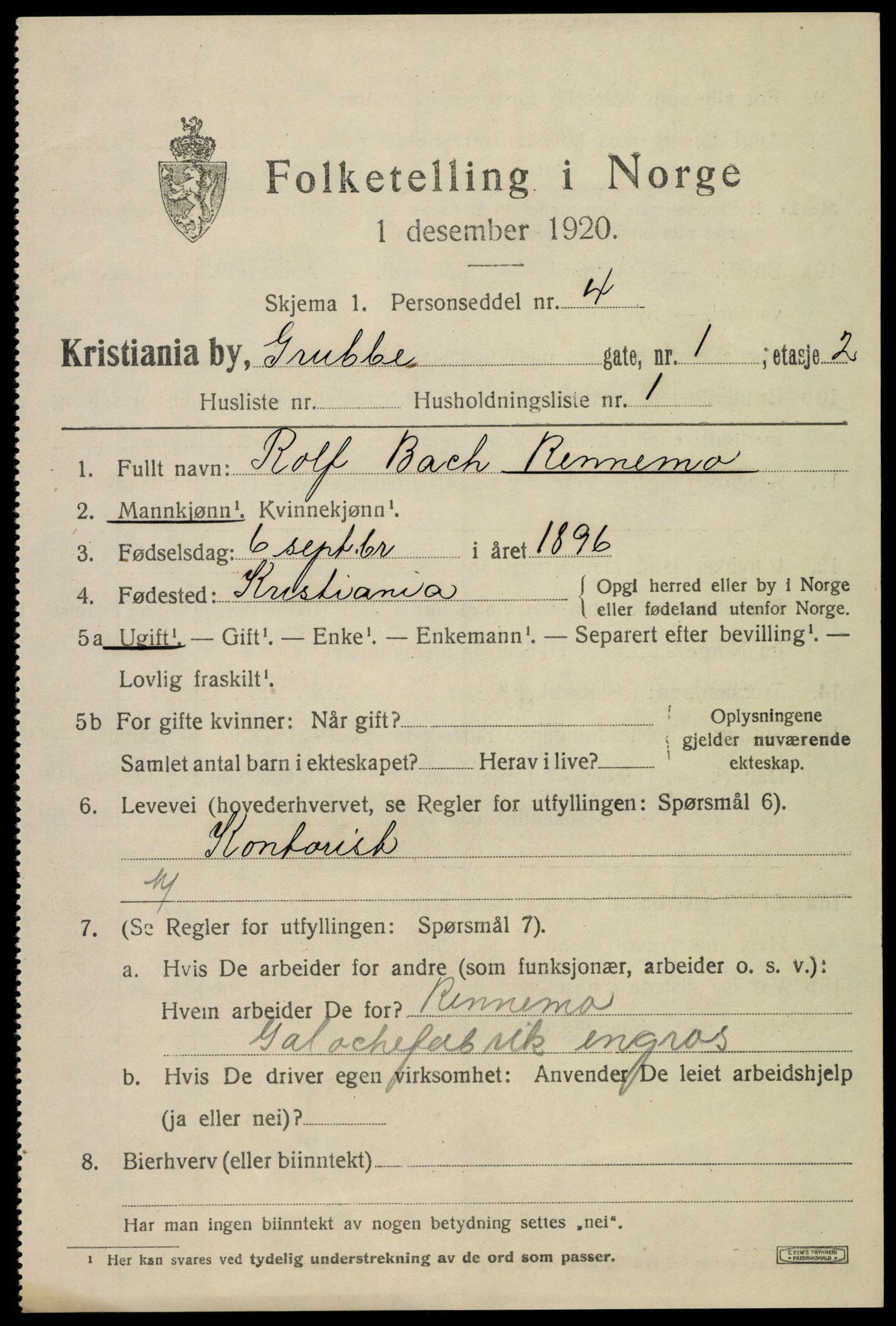 SAO, 1920 census for Kristiania, 1920, p. 252427