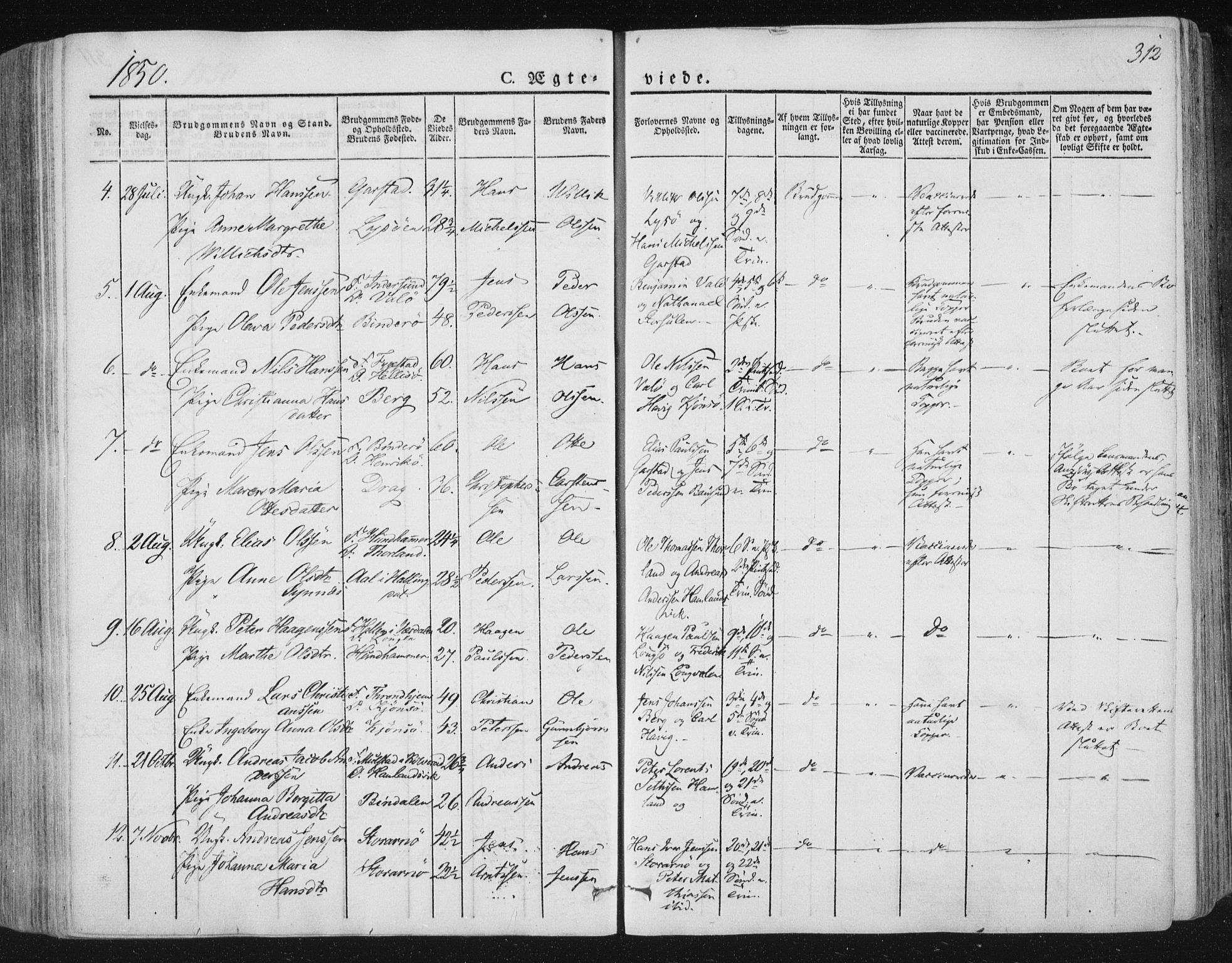 Ministerialprotokoller, klokkerbøker og fødselsregistre - Nord-Trøndelag, AV/SAT-A-1458/784/L0669: Parish register (official) no. 784A04, 1829-1859, p. 312