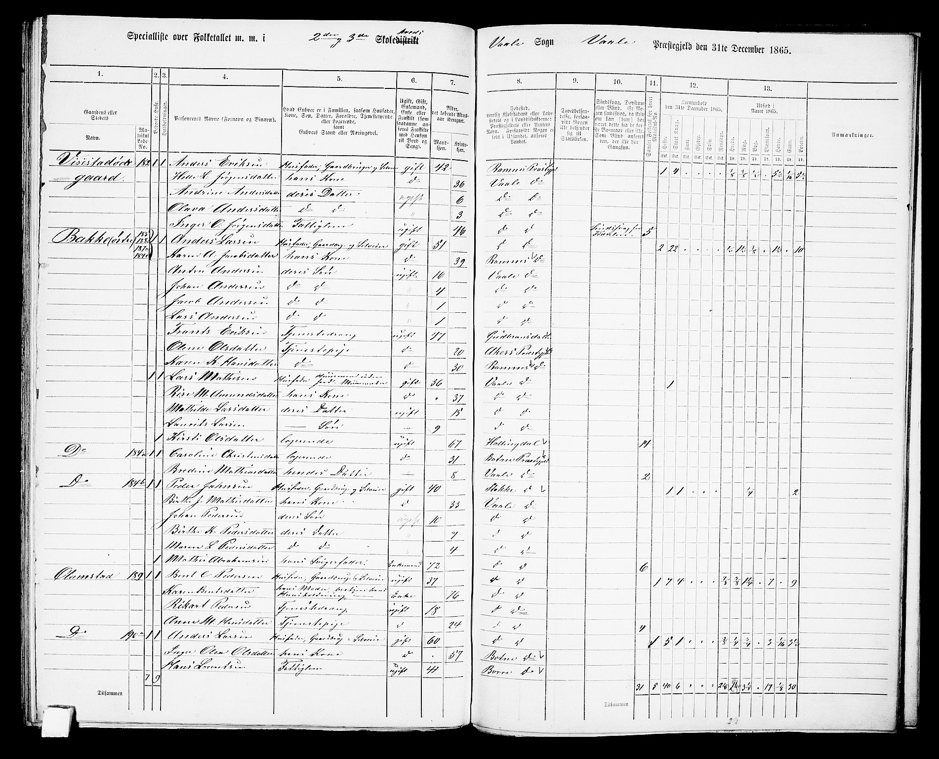 RA, 1865 census for Våle, 1865, p. 71