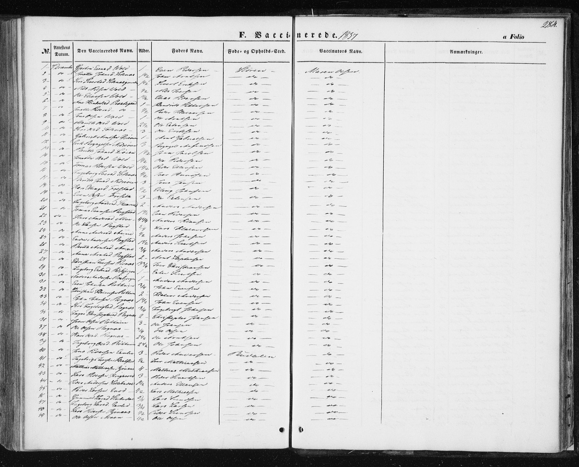 Ministerialprotokoller, klokkerbøker og fødselsregistre - Sør-Trøndelag, SAT/A-1456/687/L1000: Parish register (official) no. 687A06, 1848-1869, p. 284