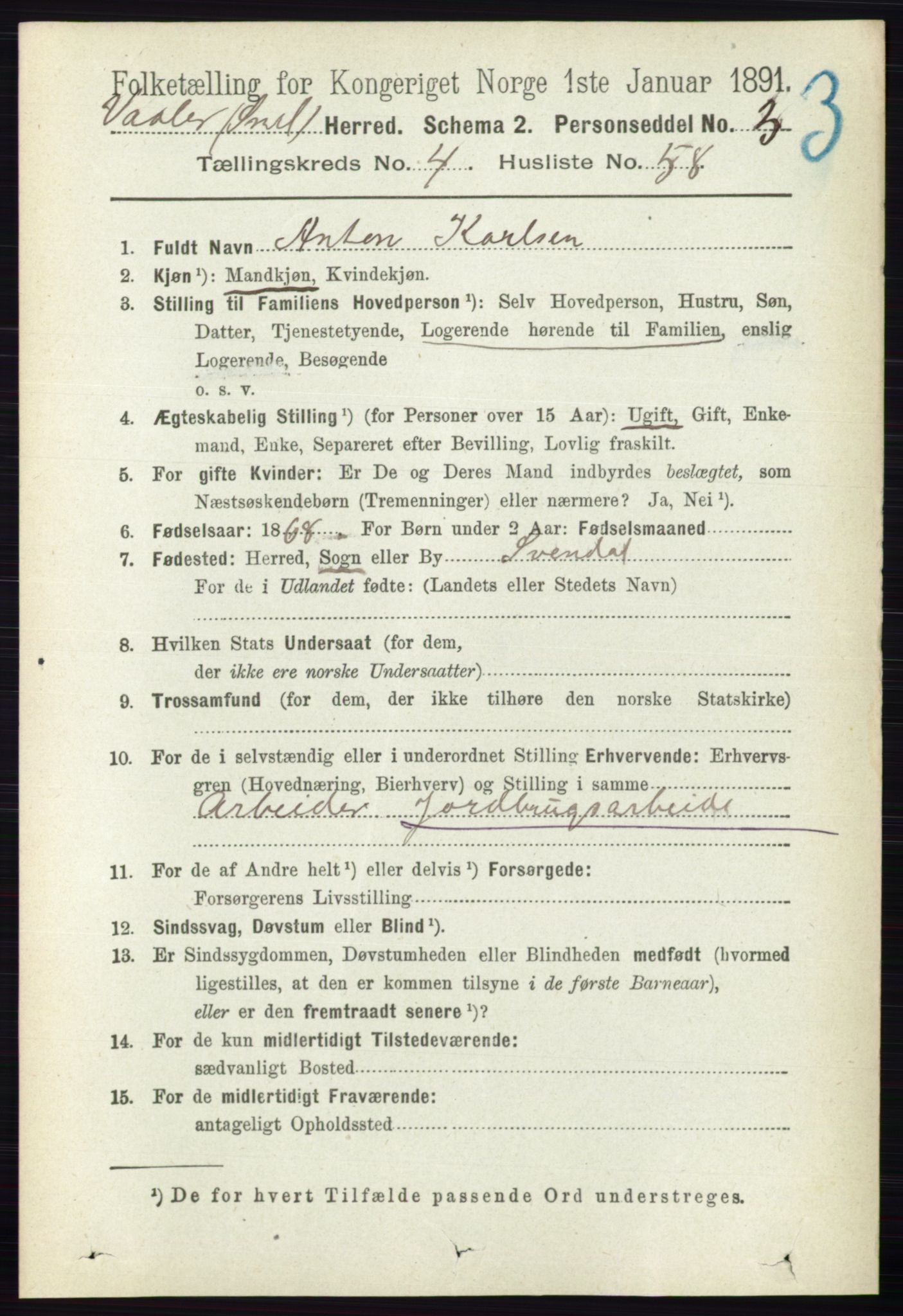 RA, 1891 census for 0137 Våler, 1891, p. 1924